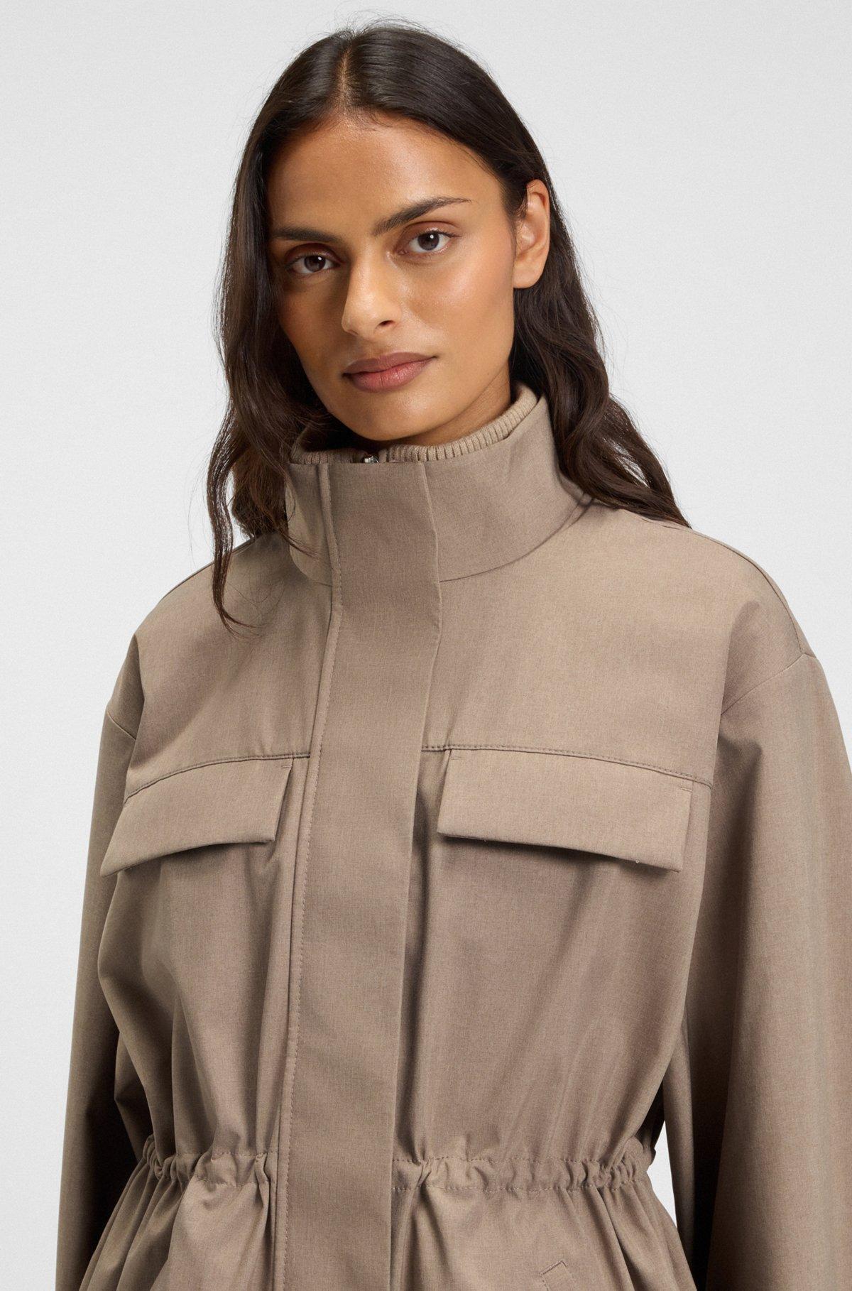 BOSS - Water-repellent jacket with gathered waist - Light Brown Product Image