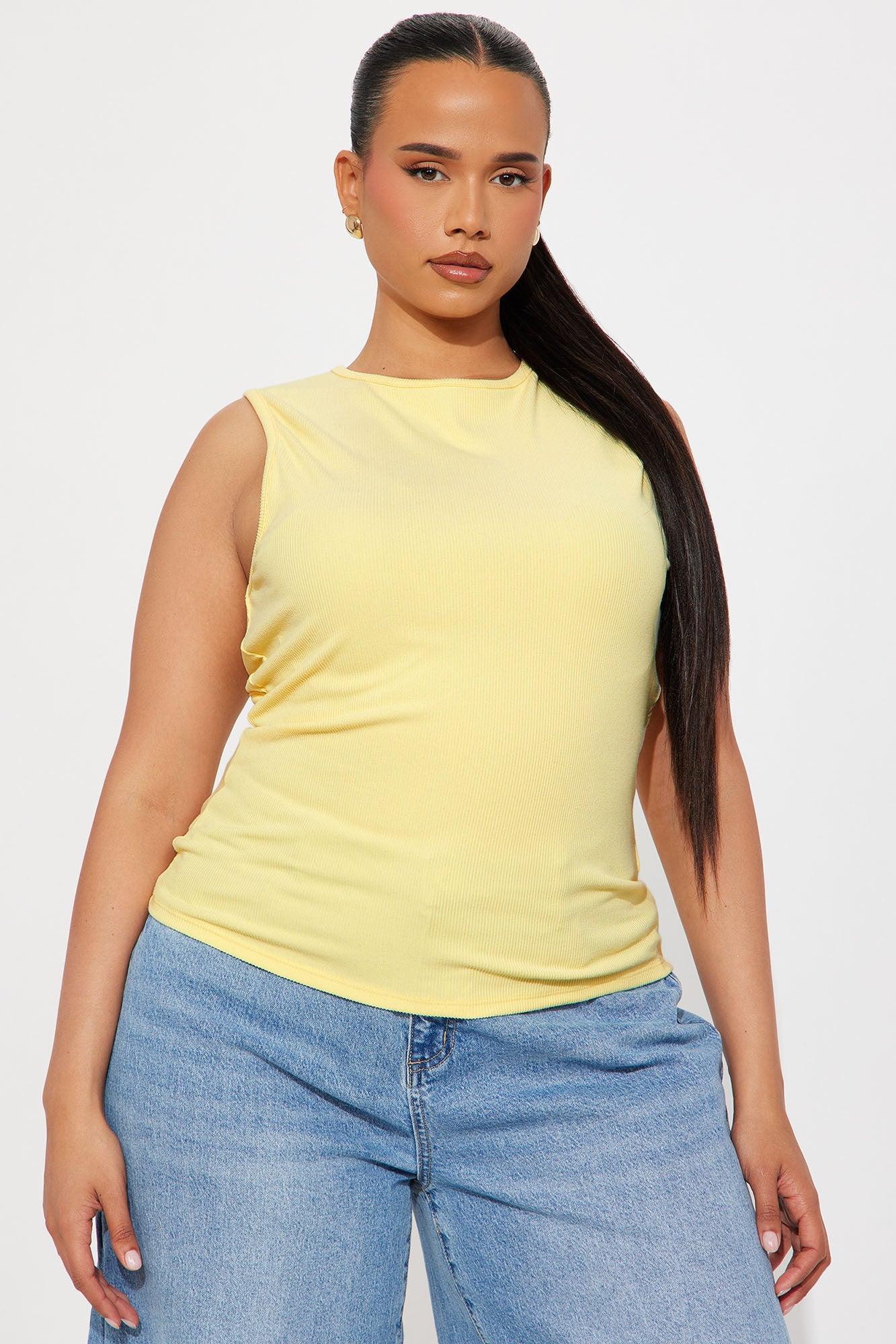 Erica Ribbed Cut Out Top - Butter Yellow Product Image