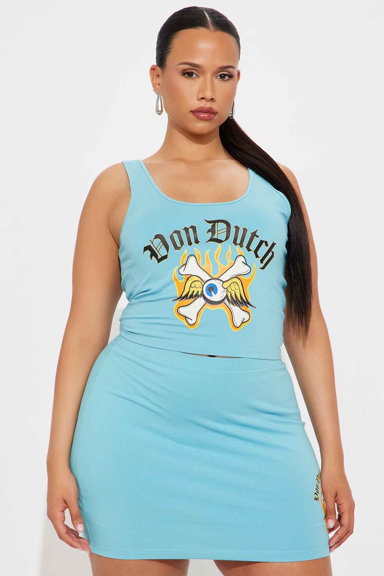 Von Dutch Bone Crop Top - Blue Product Image