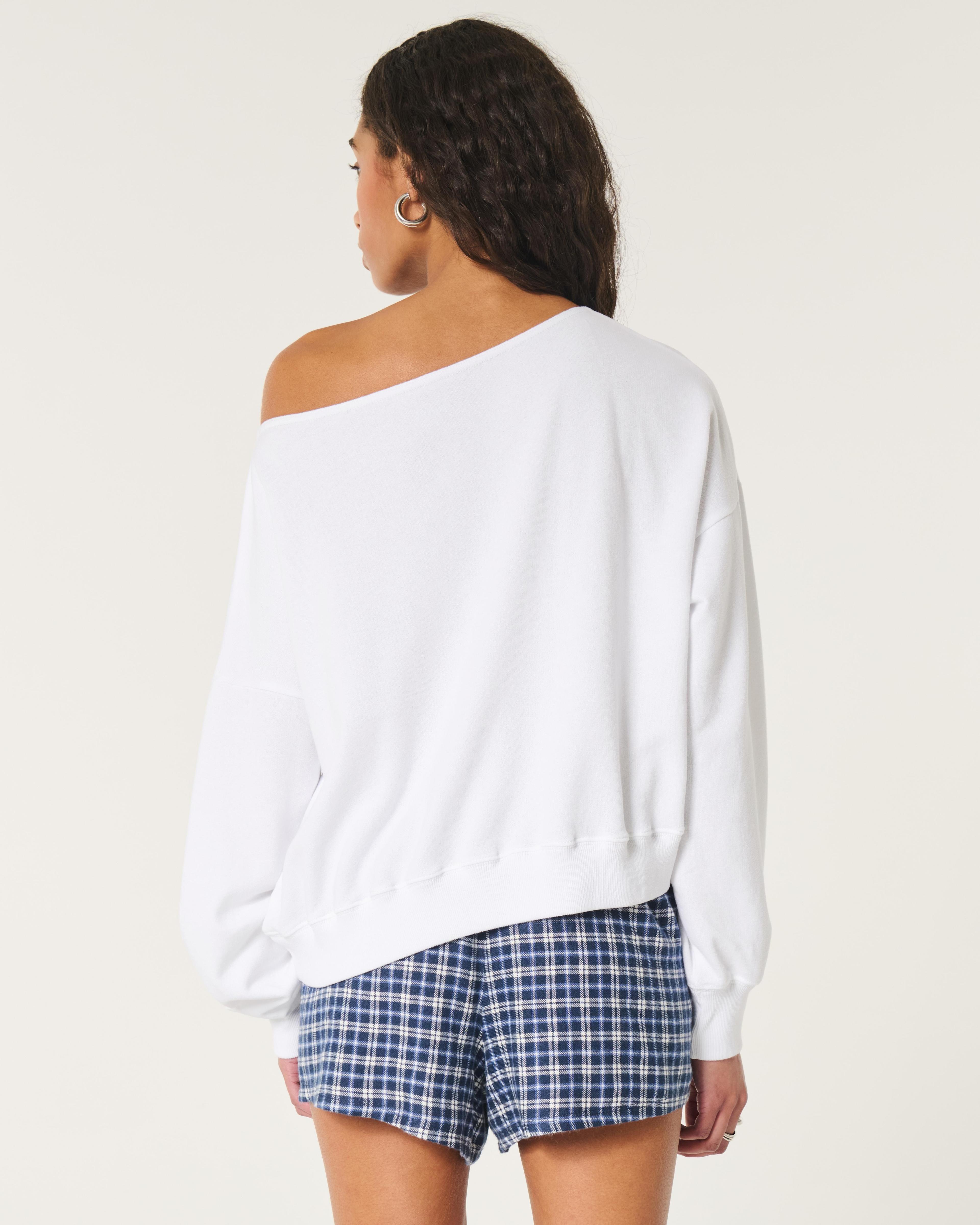 Easy Off-the-Shoulder Terry Sweatshirt Product Image