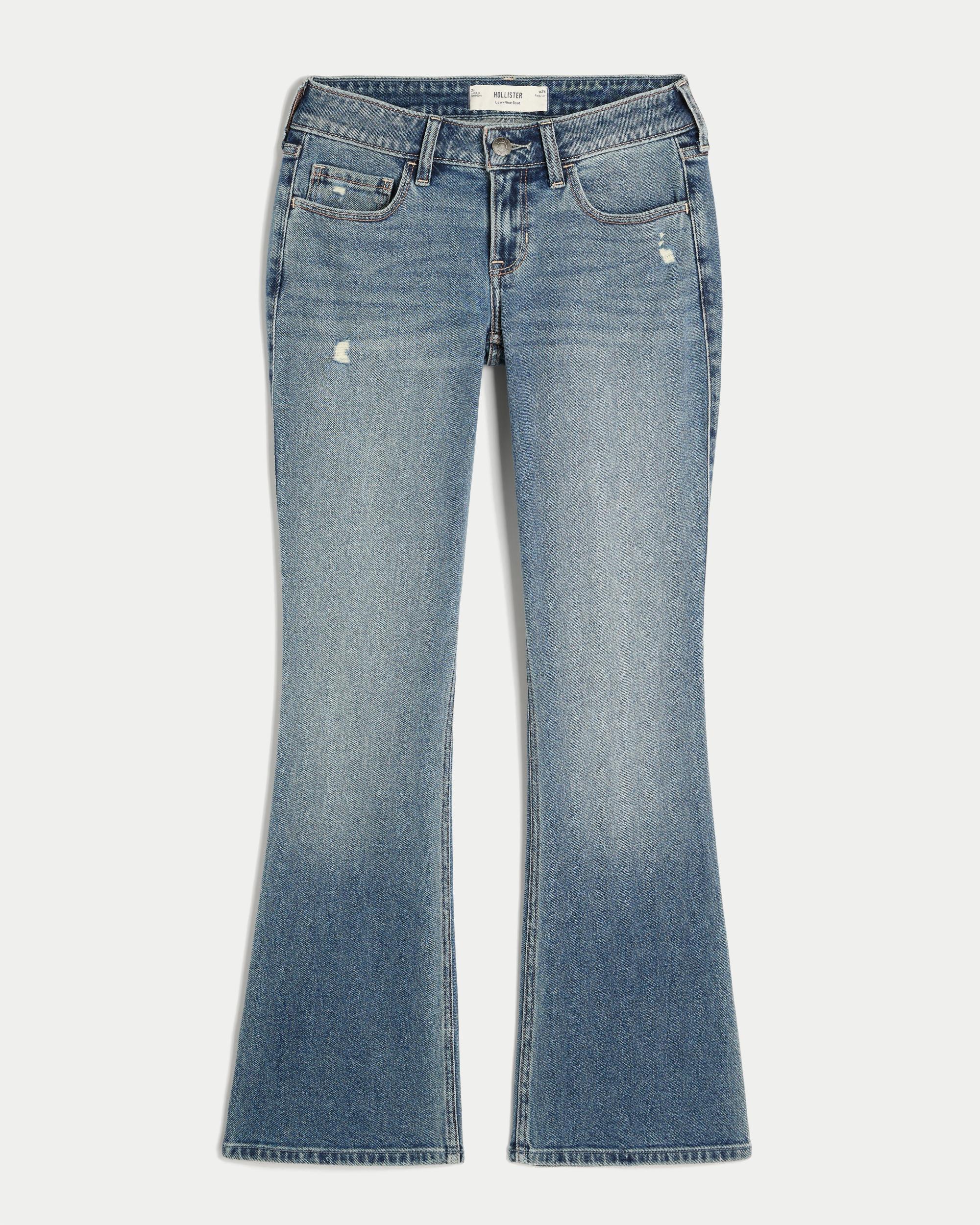 Low-Rise Distressed Medium Wash Boot Jeans Product Image