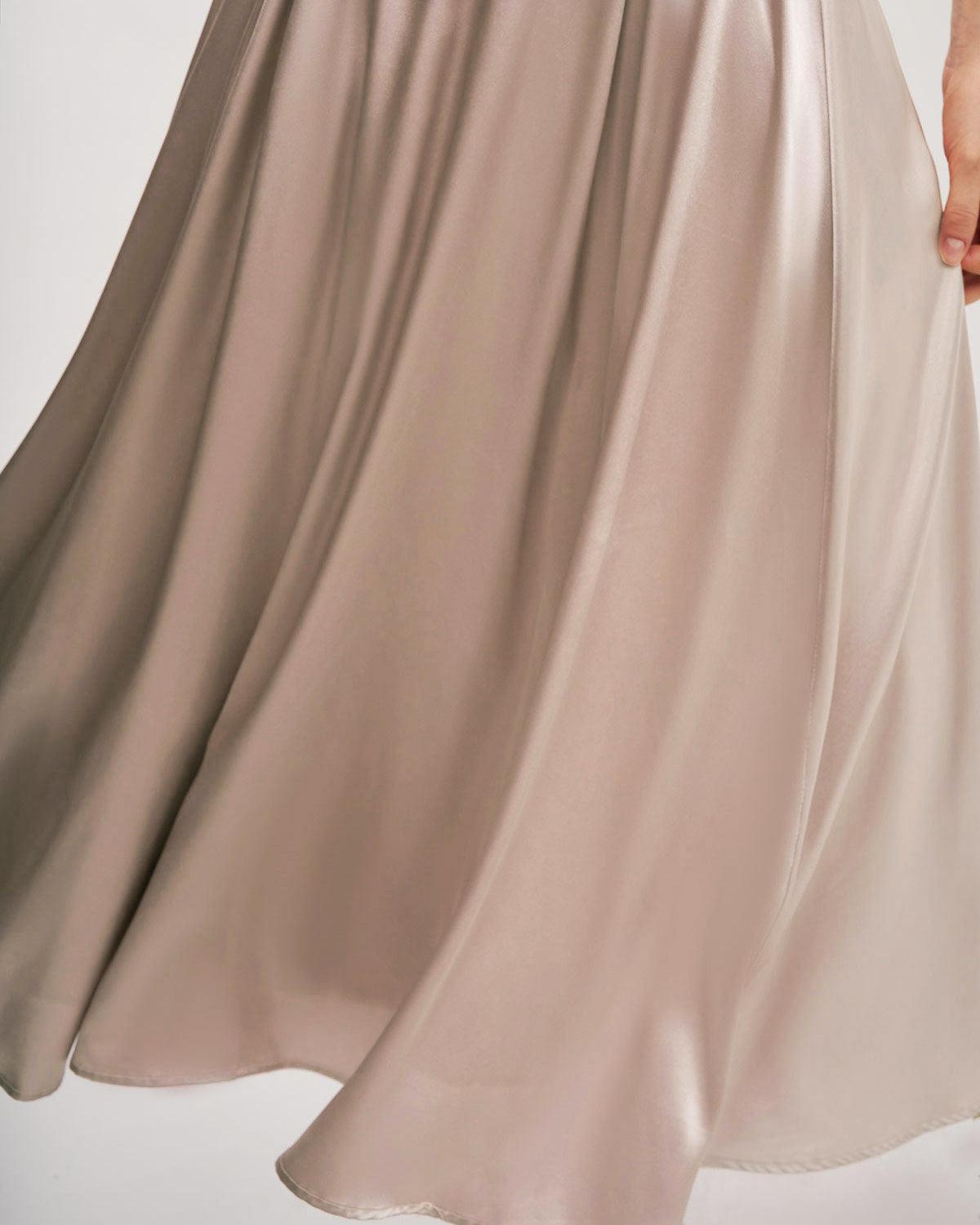 Pink Elastic Waist Flared Midi Skirt Product Image