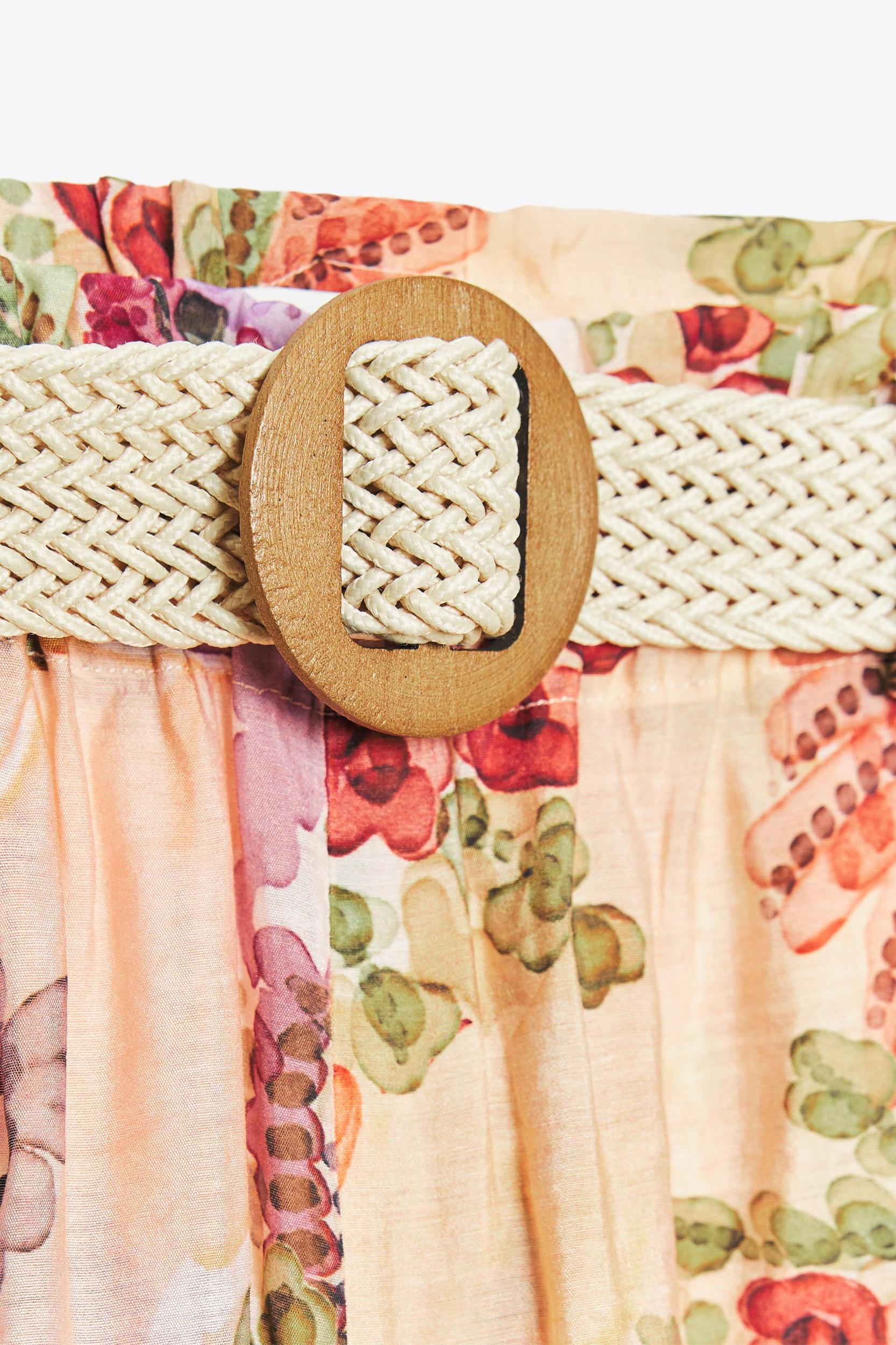 PRINTED BELTED PANTS Product Image