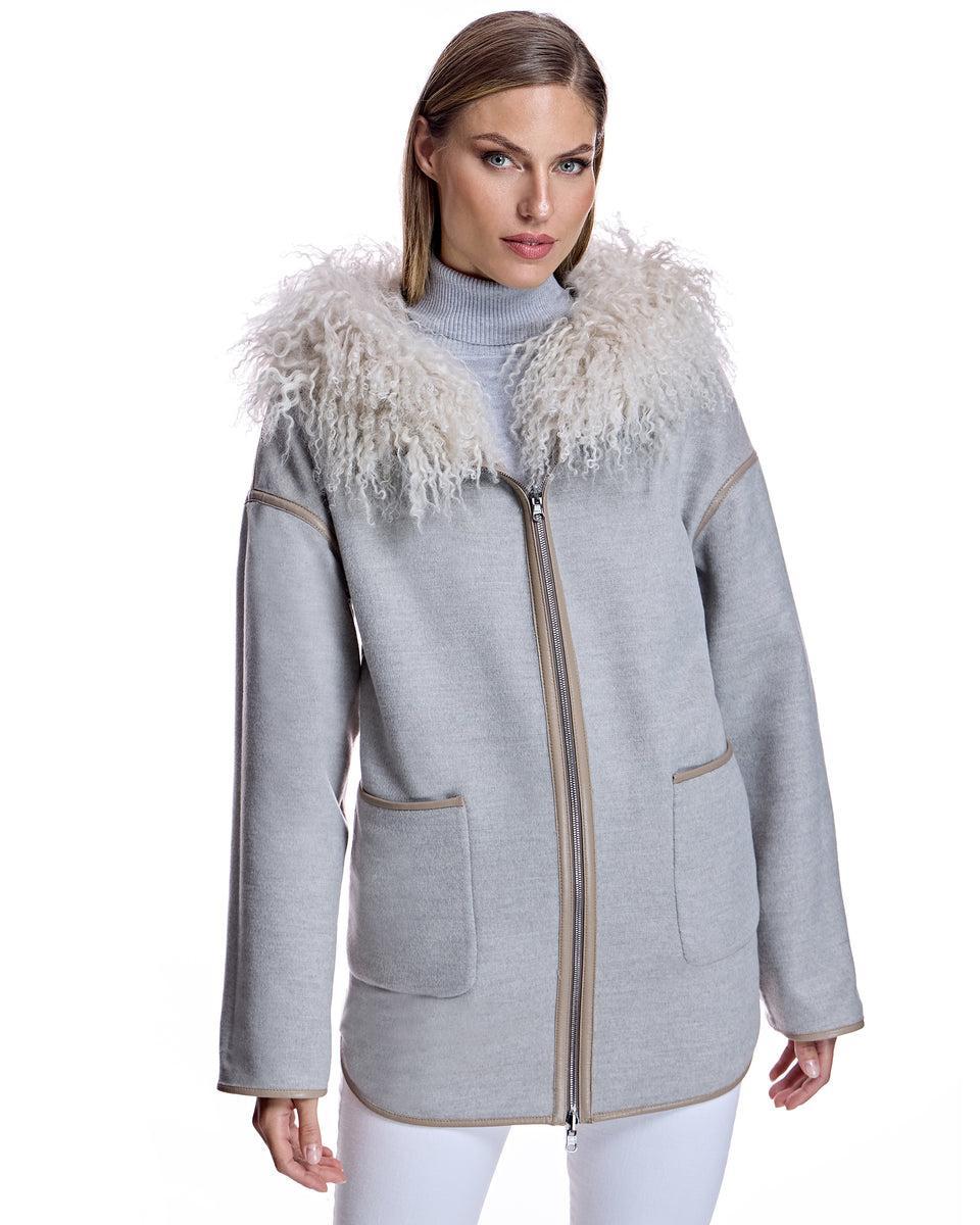 Wool blend Jacket with Mongolian Trim-Maximilian Product Image