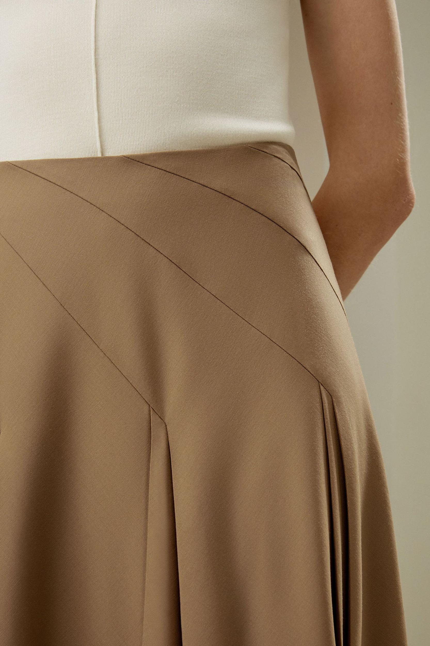 Pleated Merino Wool Midi Skirt Product Image