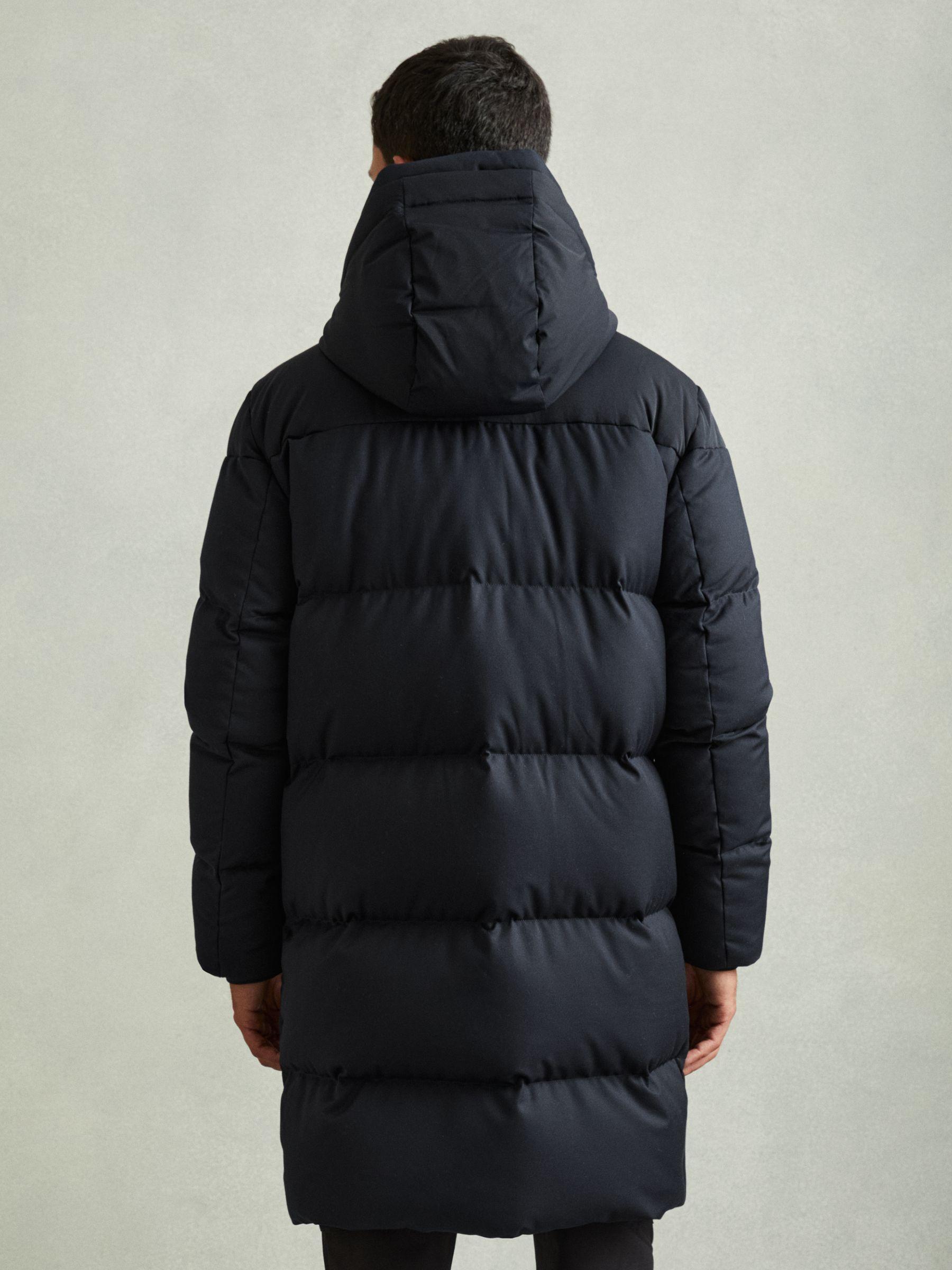Quilted Longline Puffer Coat in Navy Product Image
