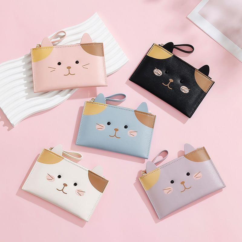 Cat Faux Leather Card Holder Product Image