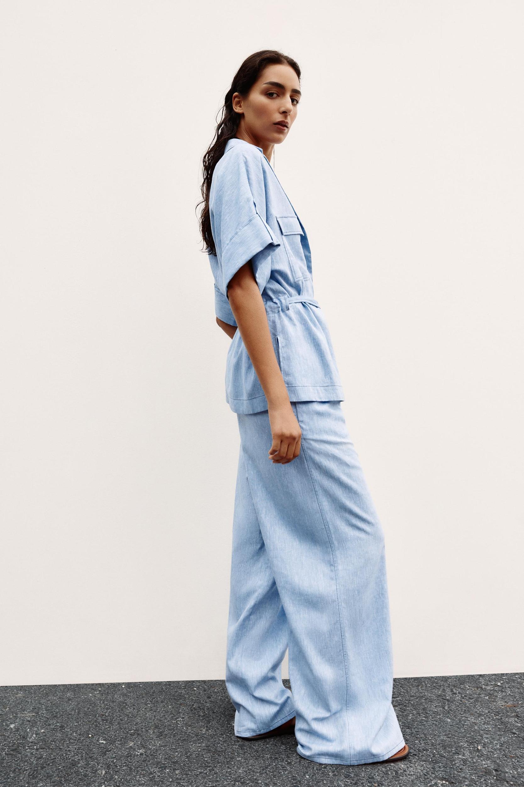 WIDE LEG LINEN PANTS Product Image