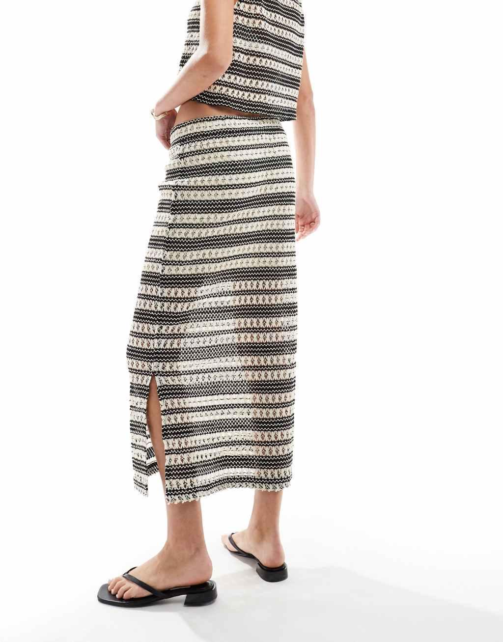 Object crochet midi skirt in mono stripe - part of a set Product Image