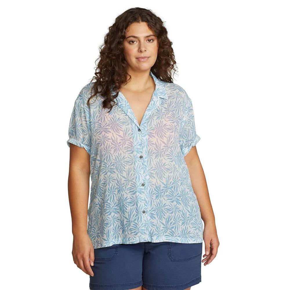 Plus Size Eddie Bauer Short-Sleeve Packable Camp Shirt, Women's, Size: 1XL, Seagreen Product Image