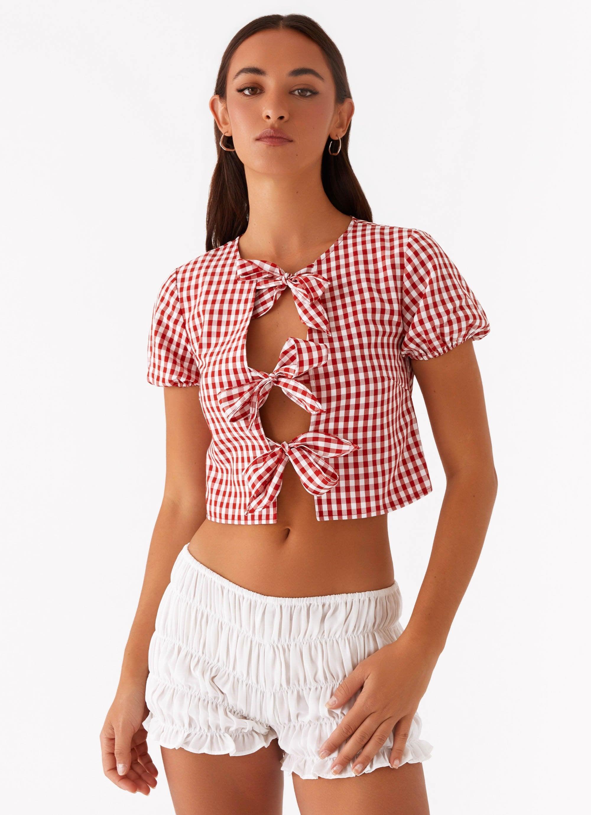 Pandora Blouse - Red Gingham Product Image