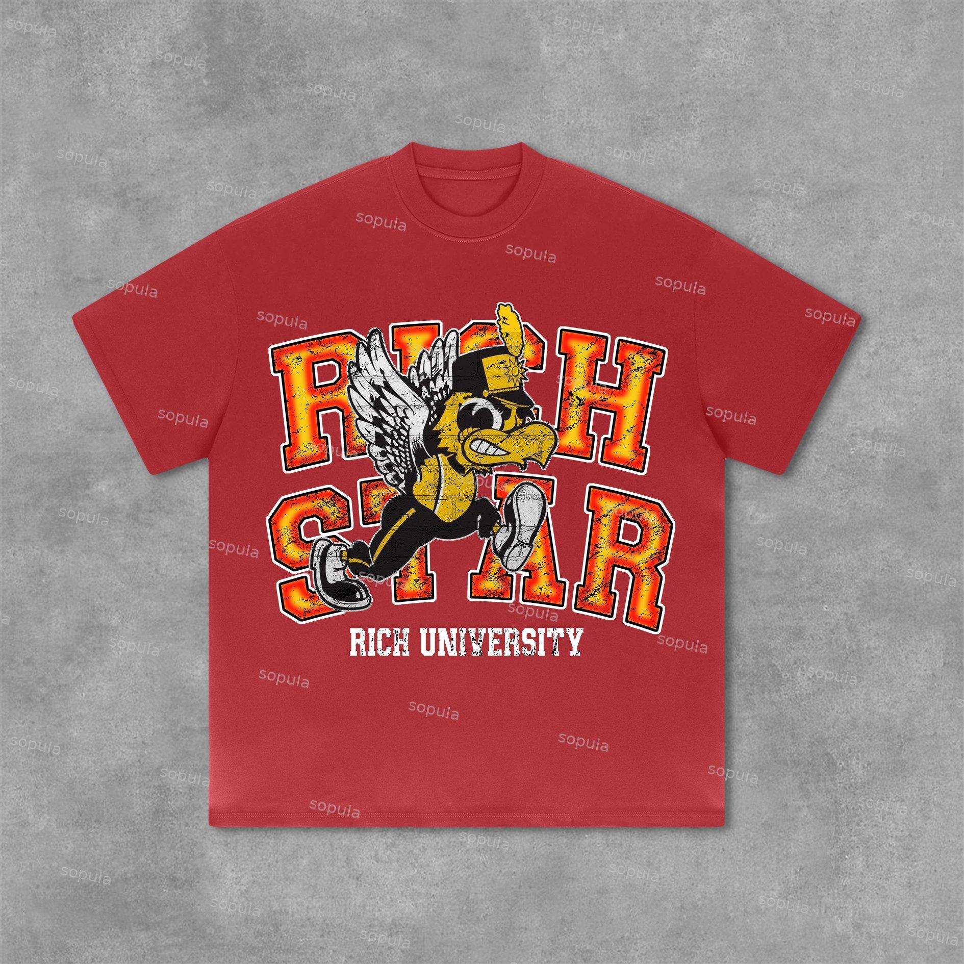 Sopula Vintage Rich Star Graphic Print Cotton T-shirt Product Image