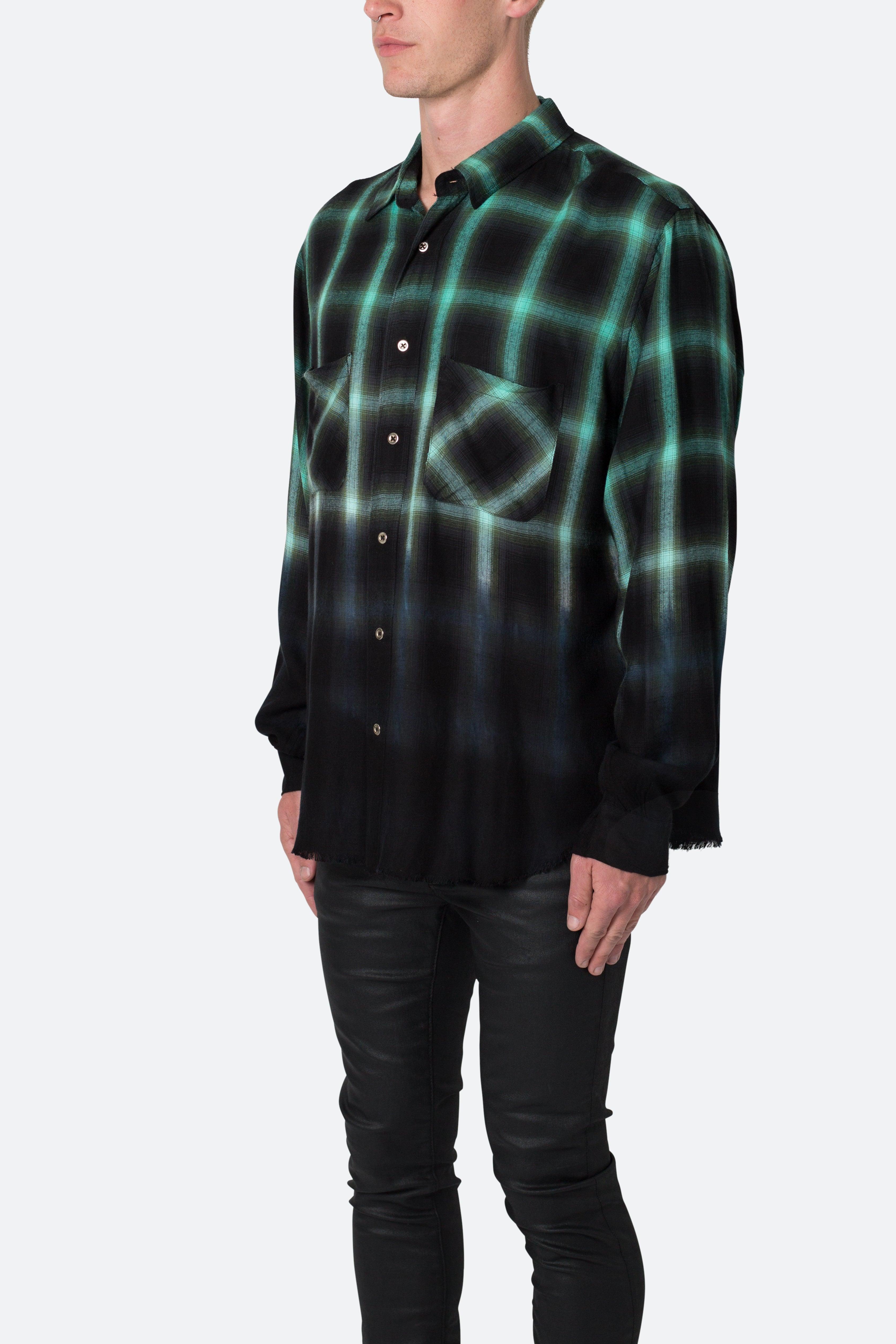 Ombre Flannel Shirt - Black/Green Product Image