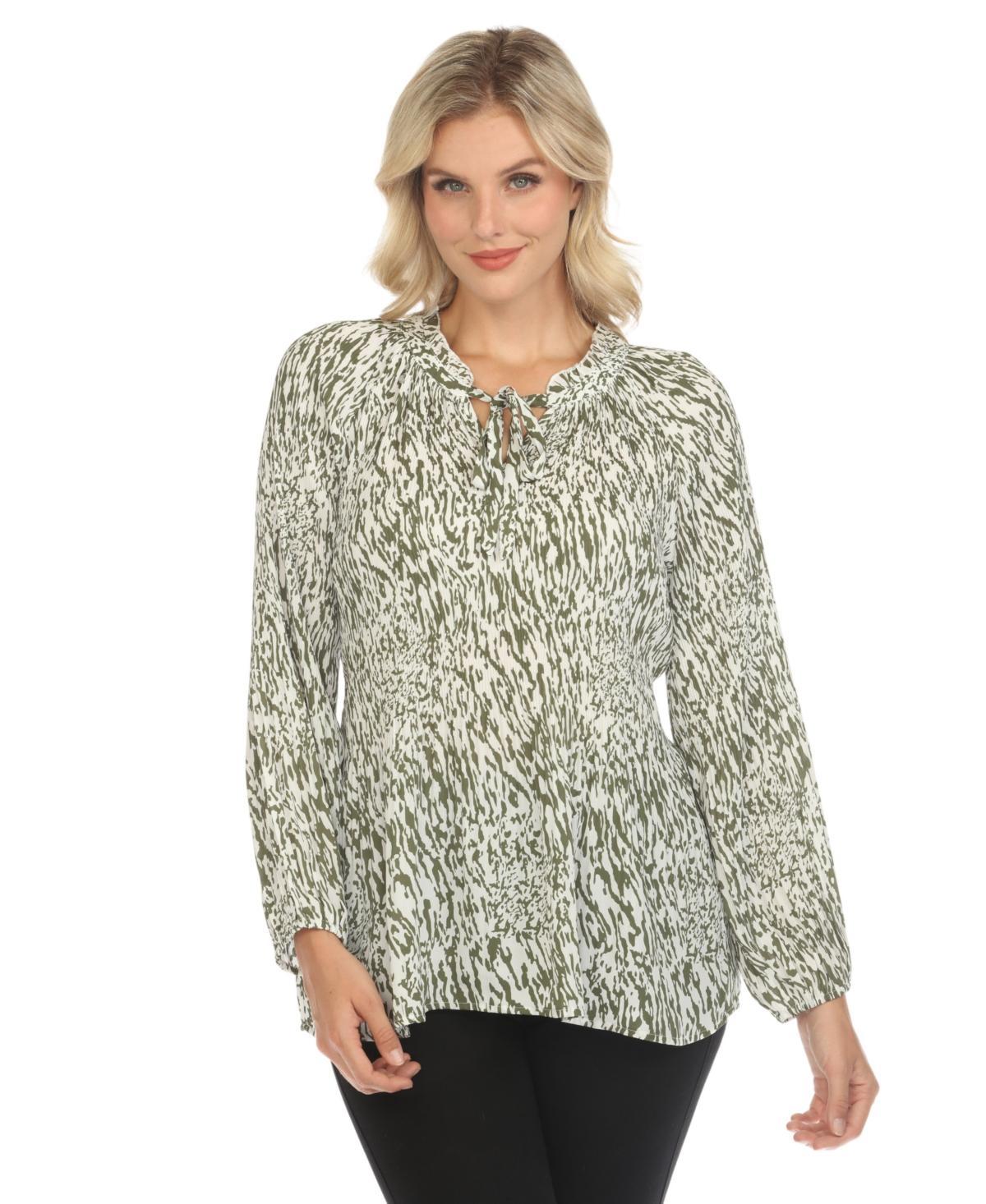 White Mark Womens Printed Peasant Blouse Product Image