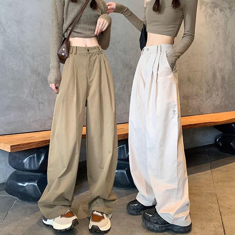 Low Rise Plain Wide Leg Pants Product Image