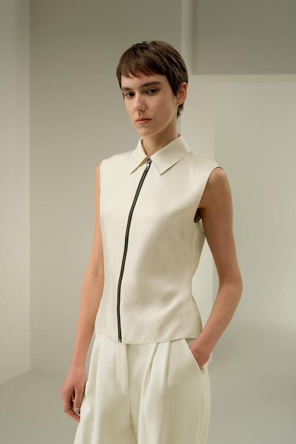 LILYSILK Silk Top Sleeveless - Female - Black 100% Pure Silk - Functional Zipper Placket Camisole XL Product Image