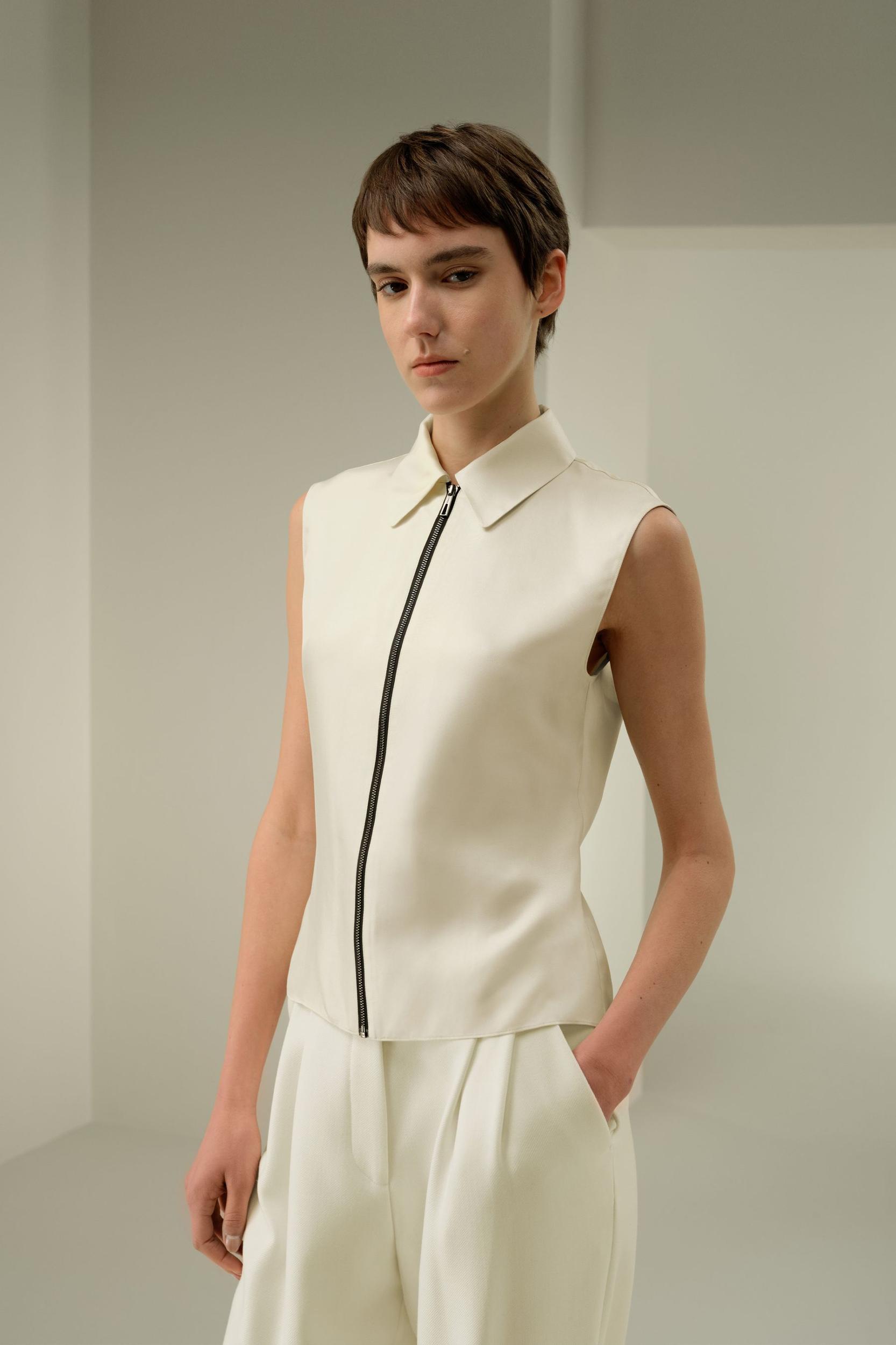 LILYSILK Silk Top Sleeveless - Female - Black 100% Pure Silk - Functional Zipper Placket Camisole XL Product Image