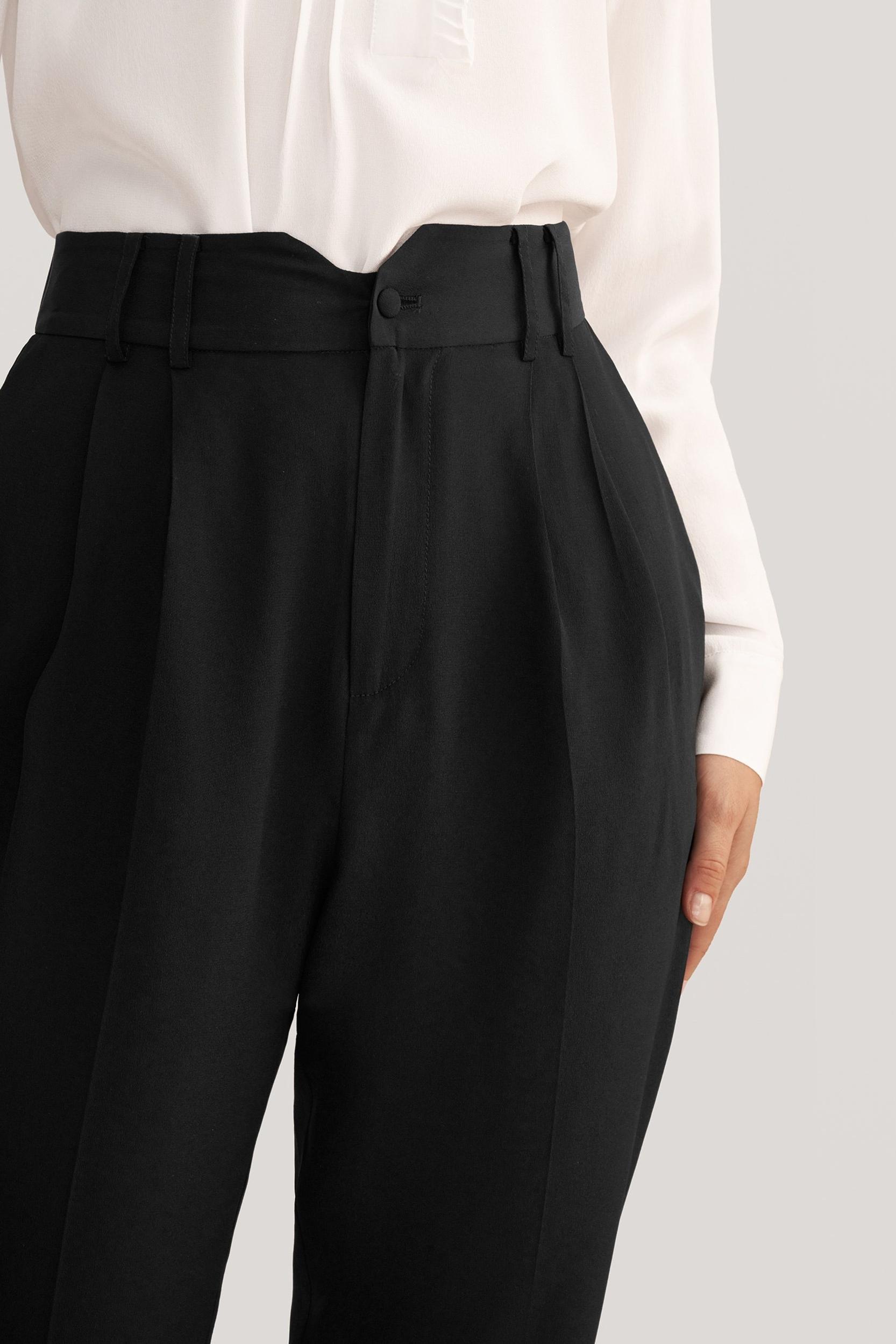 Tucked Tapered Silk Pants Product Image
