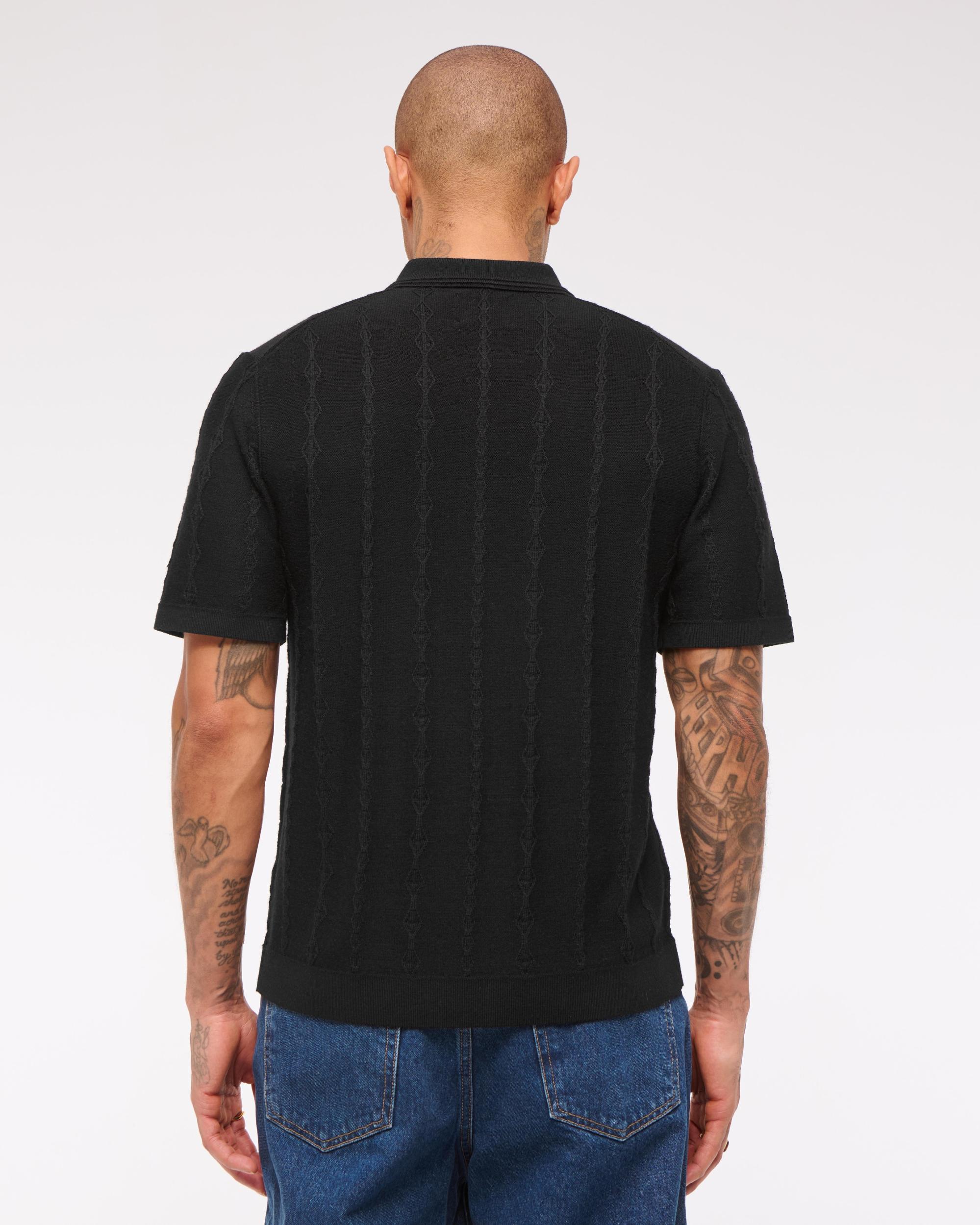 Merino Wool-Blend Stitch 3-Button Sweater Polo Product Image