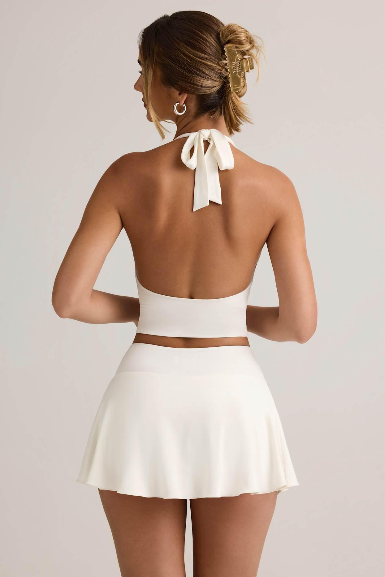 Modal Halterneck Tank Top in White Product Image