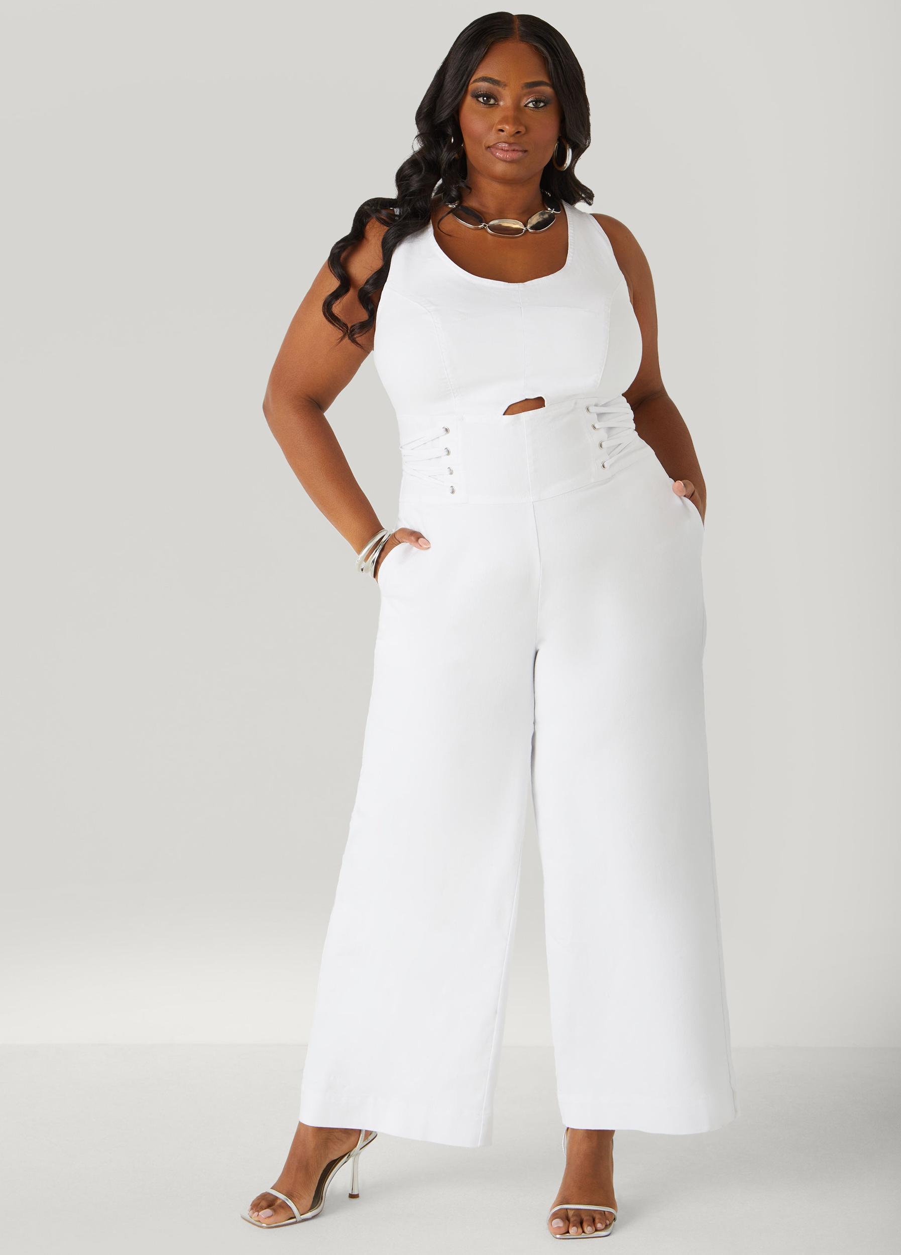 Lace Up Denim Jumpsuit Product Image