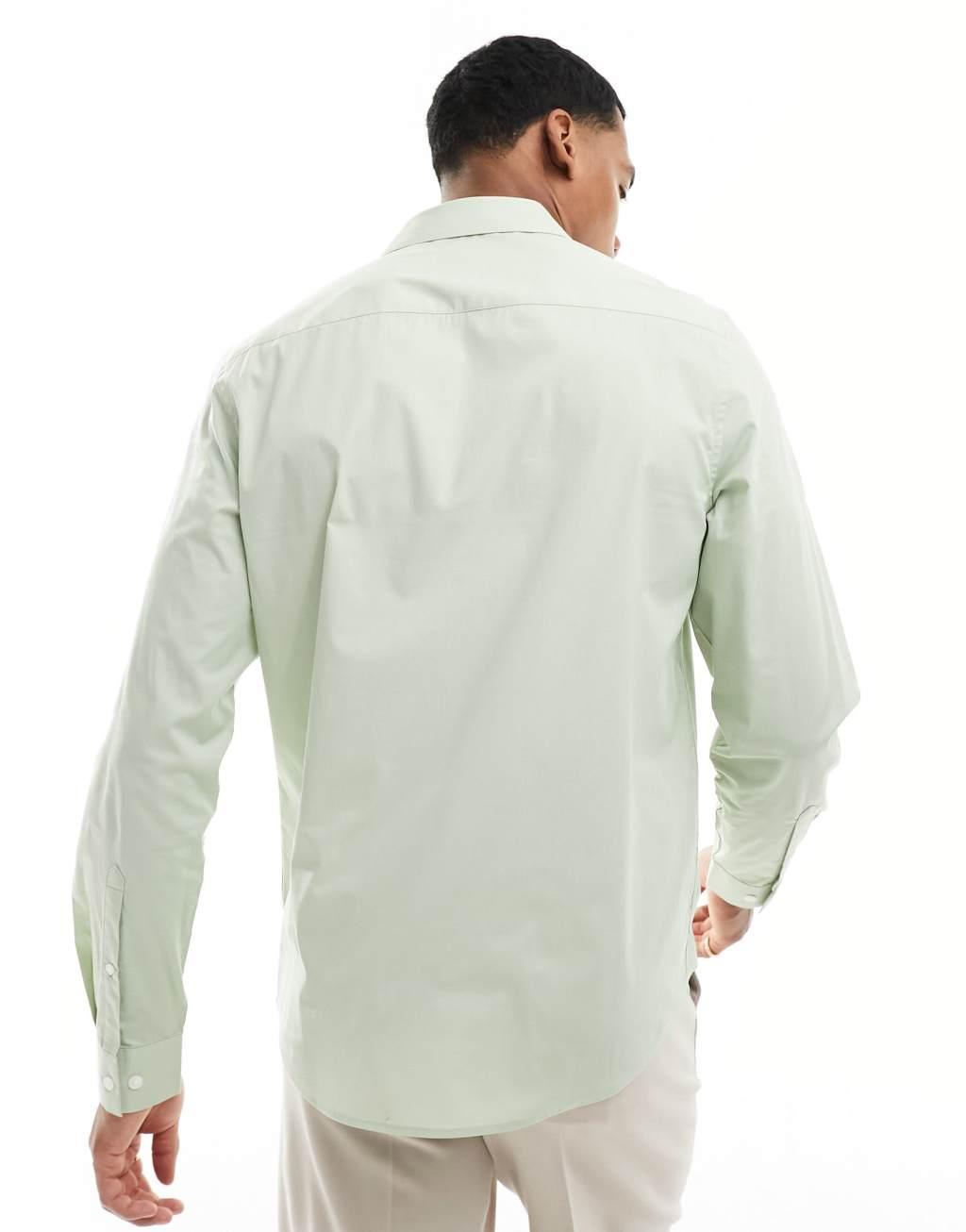 ASOS DESIGN regular fit shirt in sage green Product Image