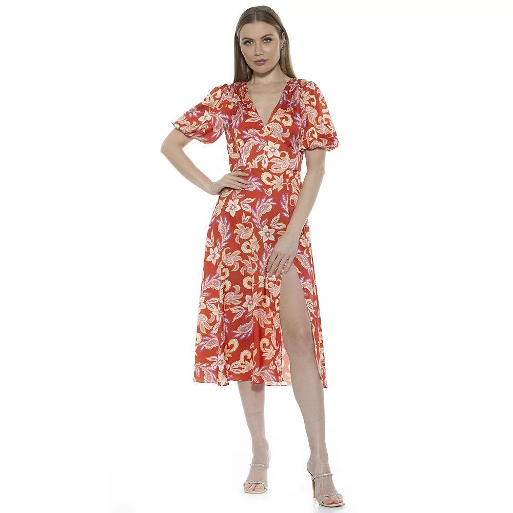 Women's ALEXIA ADMOR Puff-Sleeve Fit & Flare Dress,  Product Image