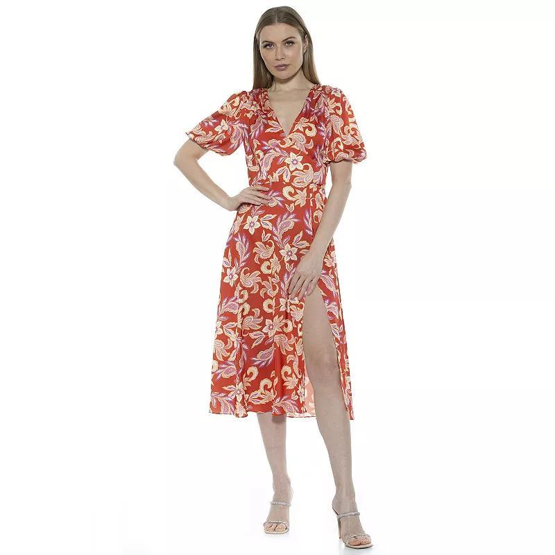 Women's ALEXIA ADMOR Puff-Sleeve Fit & Flare Dress,  Product Image