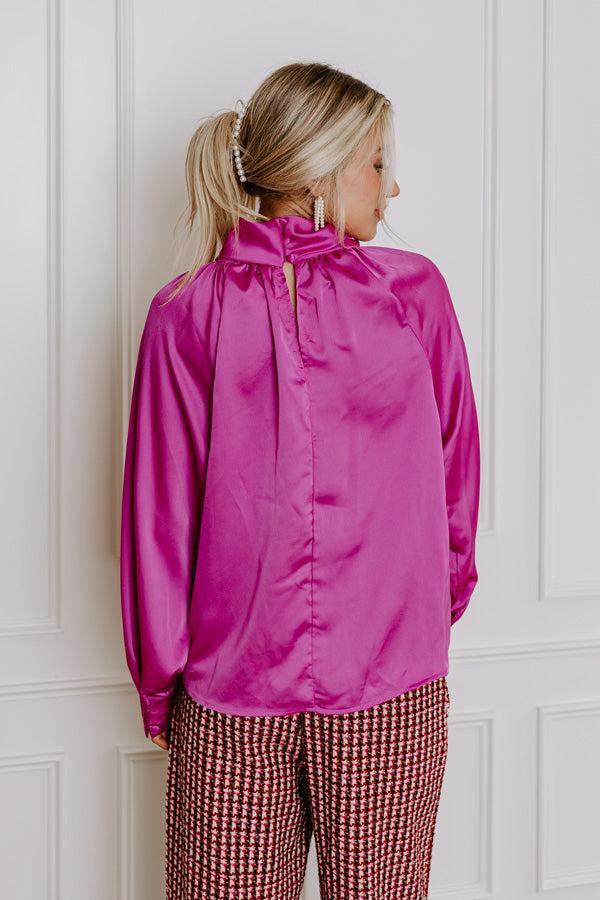 VIP Flight Plans Satin Top in Fuchsia Product Image