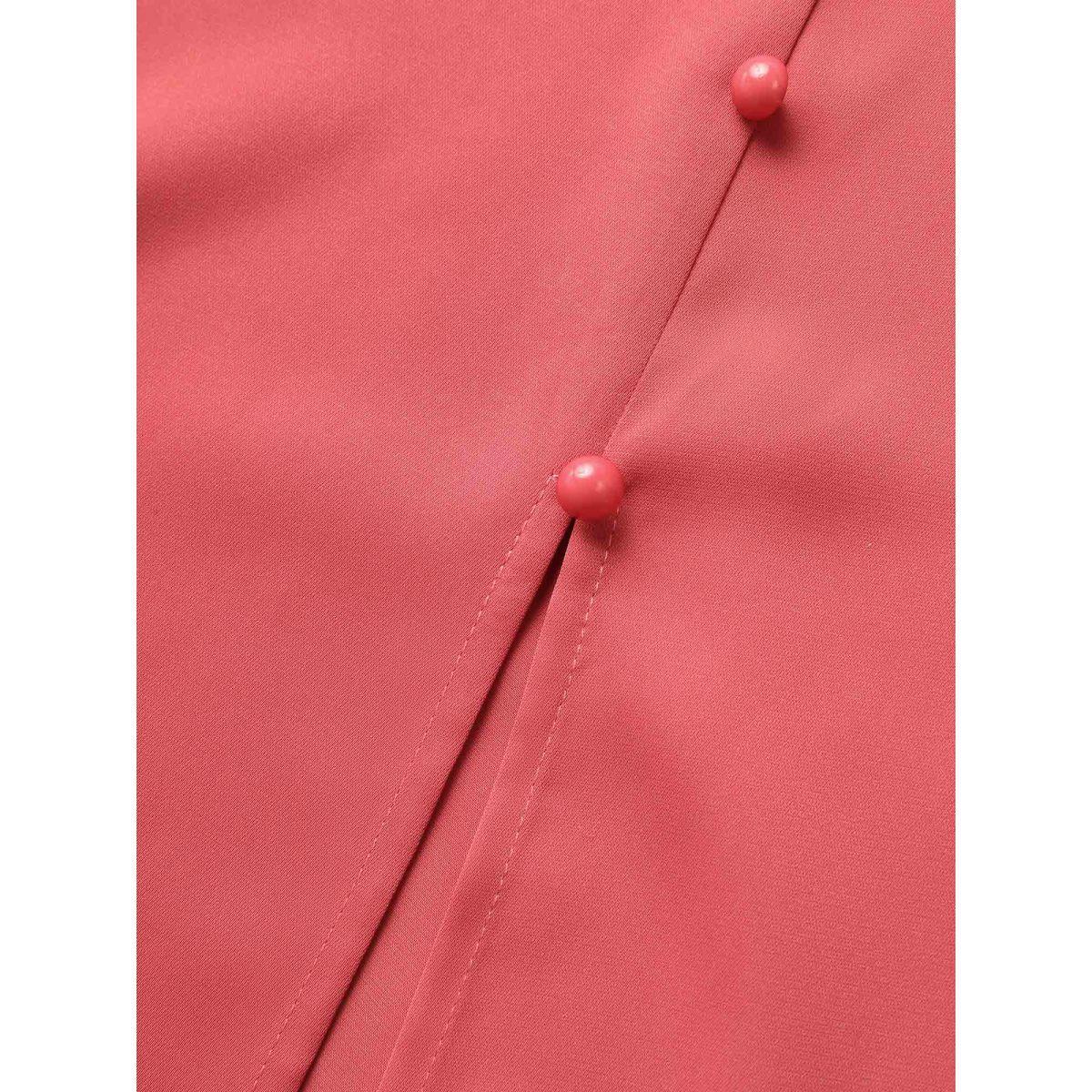 Plus Size Solid Ruffle Cap Sleeve Button Detail Midi Dress Russet Women Elegant Button Heart neckline Cap Sleeve Curvy BloomChic 10/M Product Image