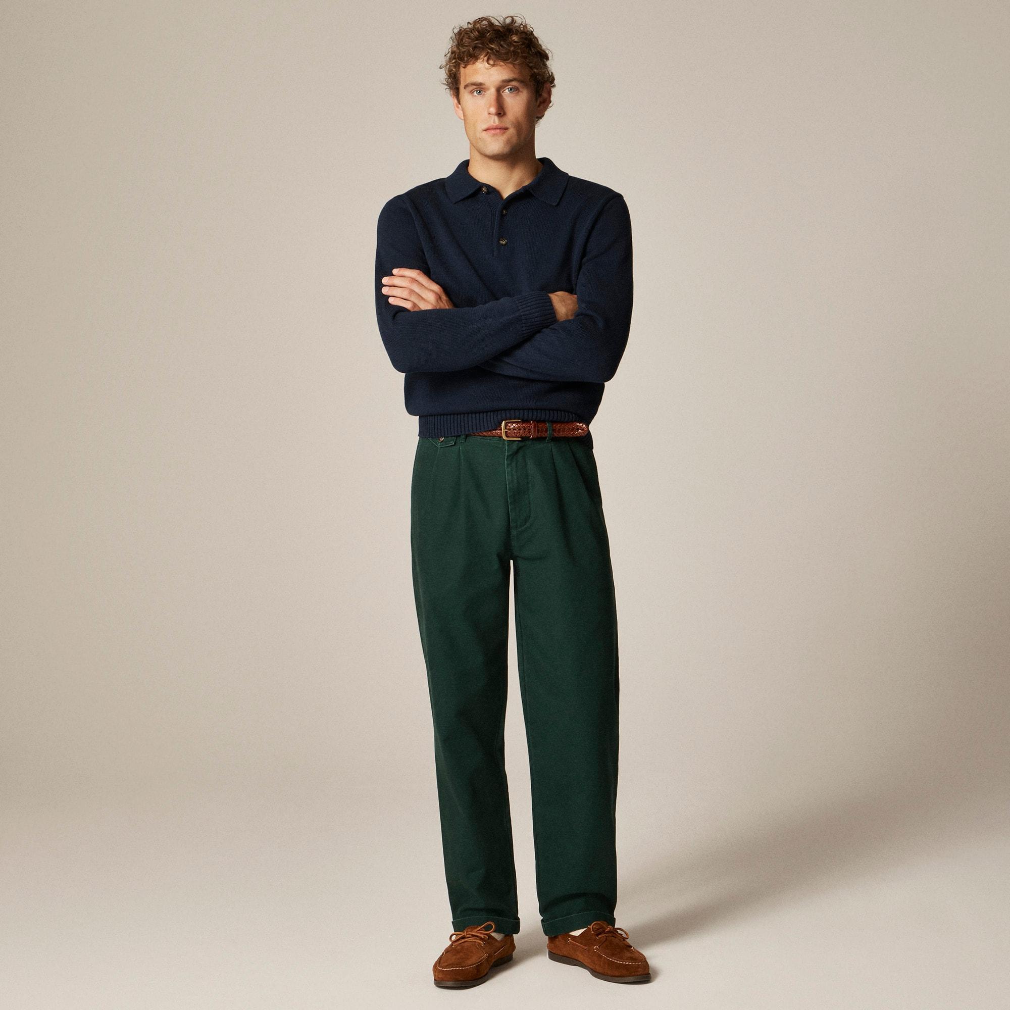 Relaxed-fit double-pleated chino pant in washed canvas Product Image