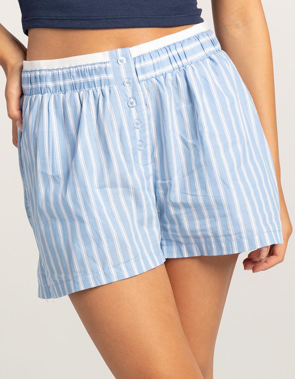 RSQ Womens Button Front Stripe Boxers - BLUE/WHT Product Image