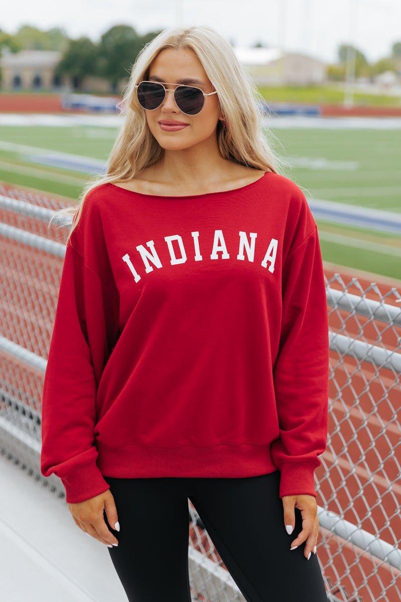 Red Indiana Boat Neck Sweatshirt - FINAL SALE Product Image