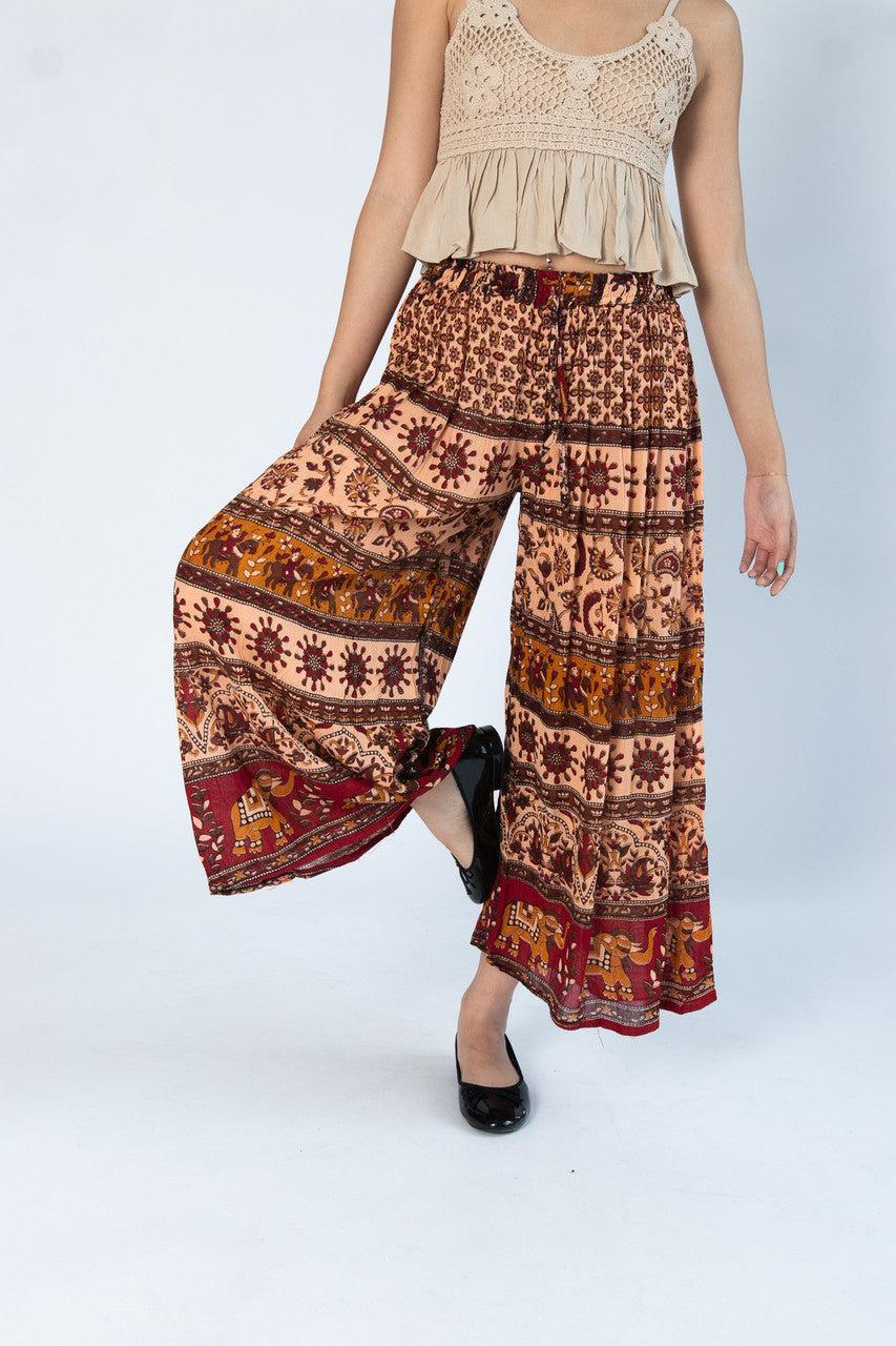 Border Print Wide Leg Pants Product Image