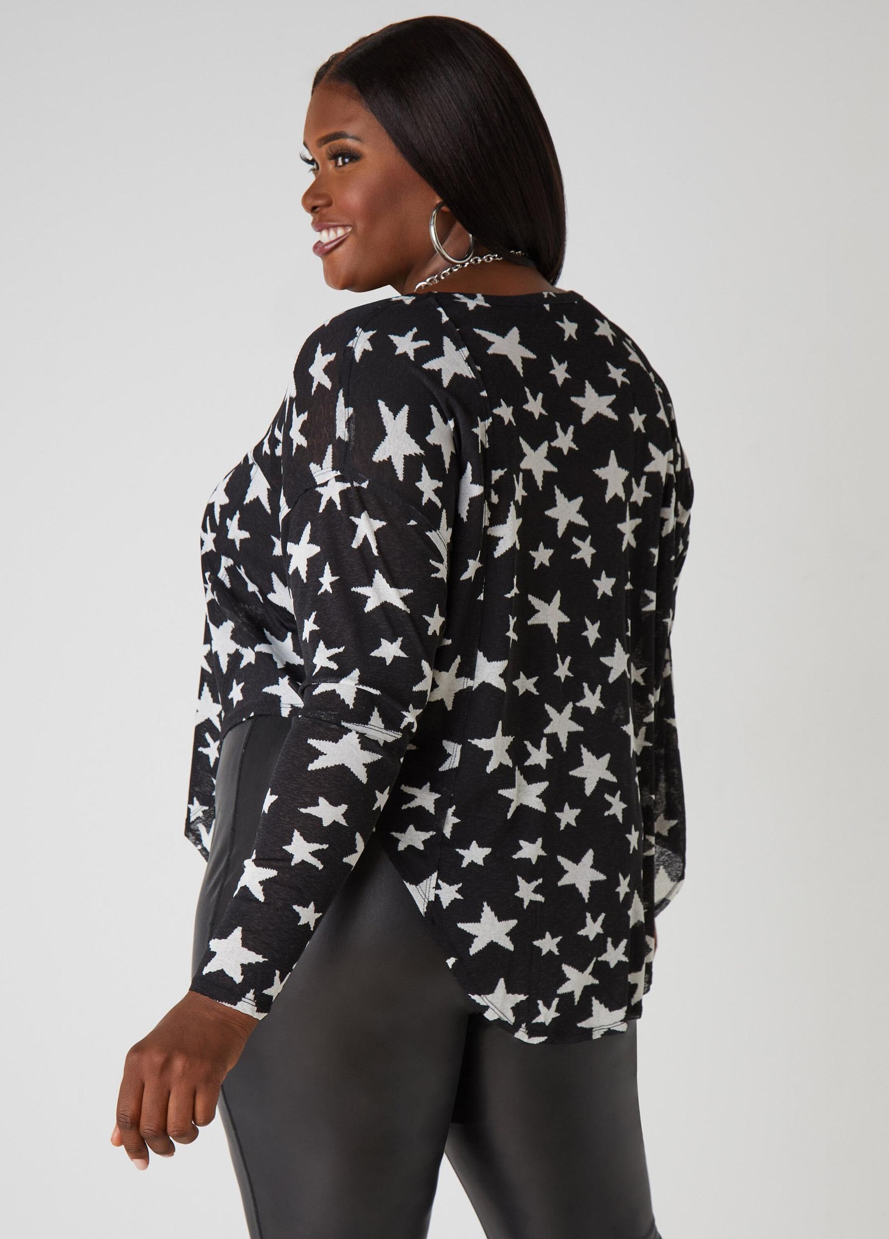 Plus Size Slub Knit V Neck Top Ashley Stewart Product Image