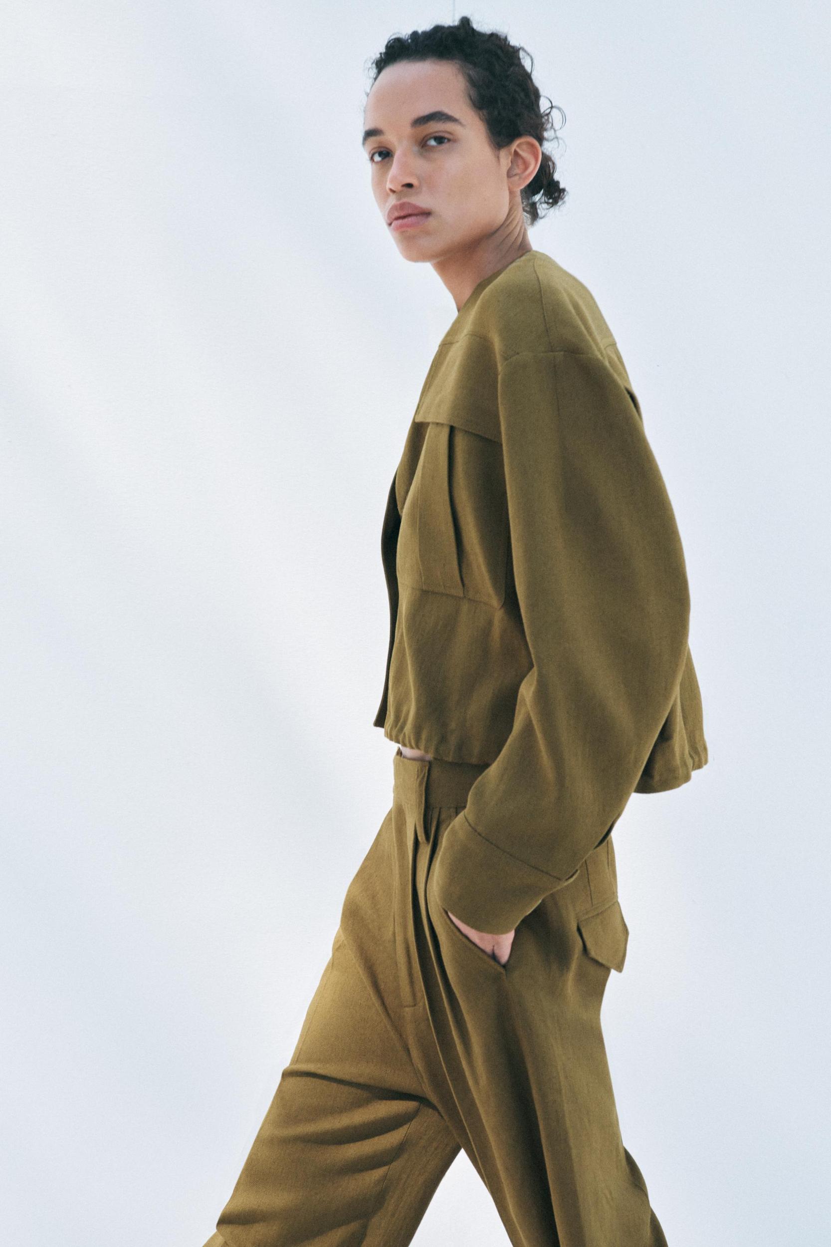 LINEN BLEND BOMBER JACKET ZW COLLECTION Product Image