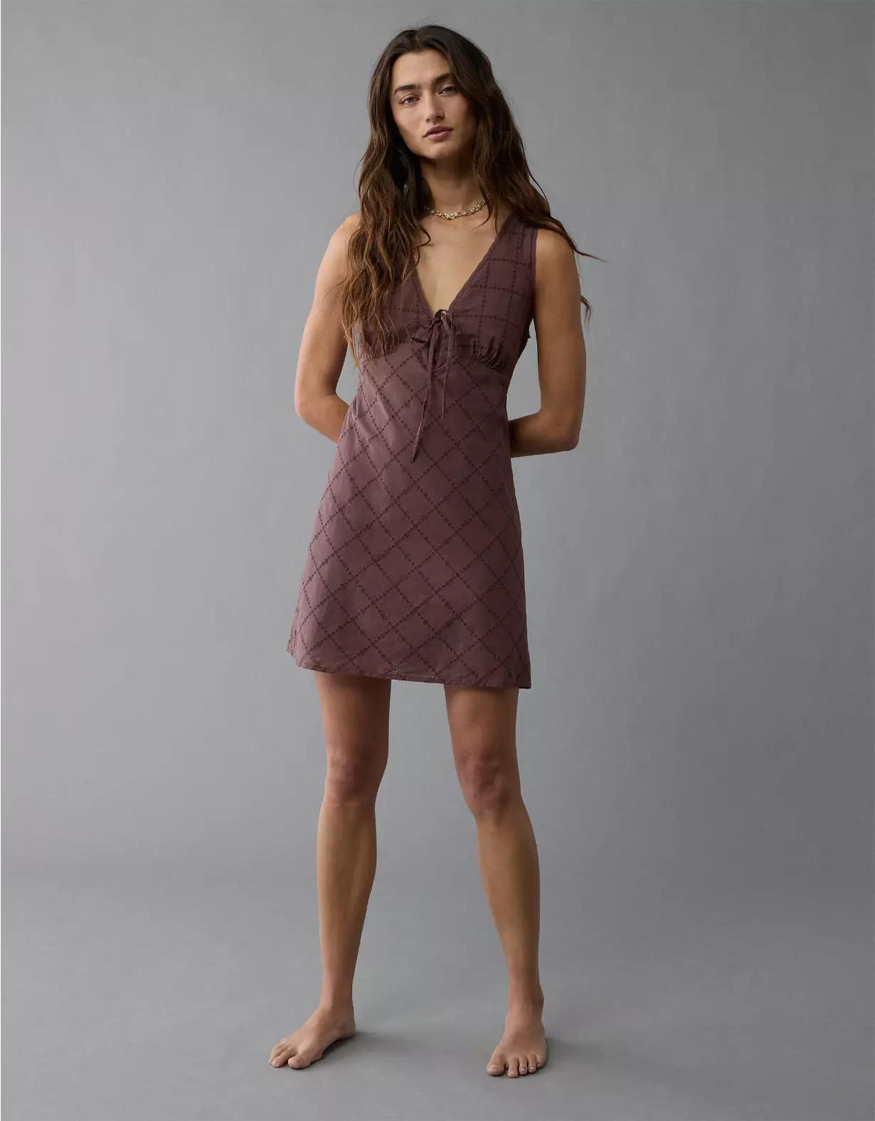 AE Tie Front Mini Slip Dress Product Image