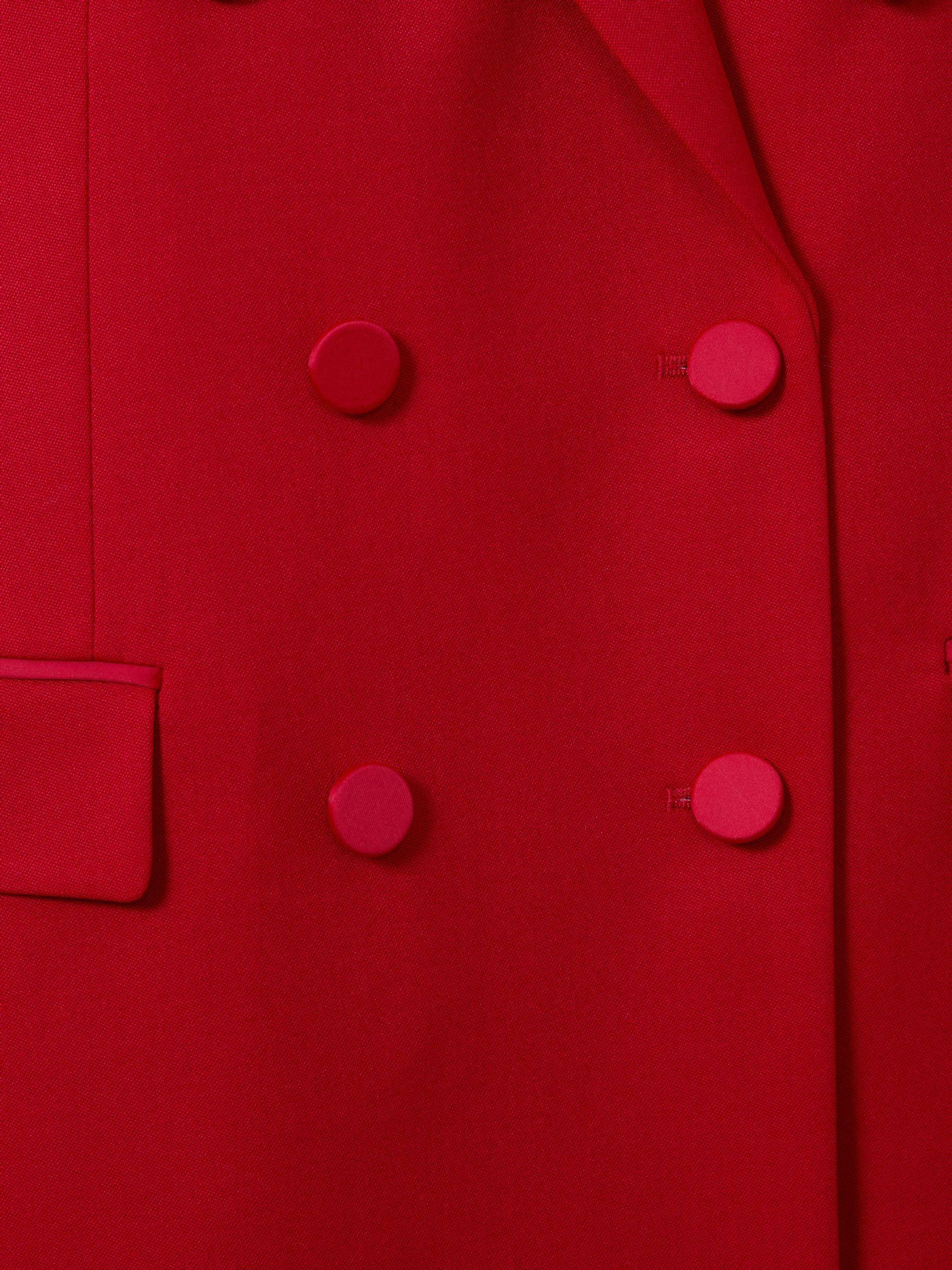 Wool Blend Double Breasted Tux Blazer in Red Product Image