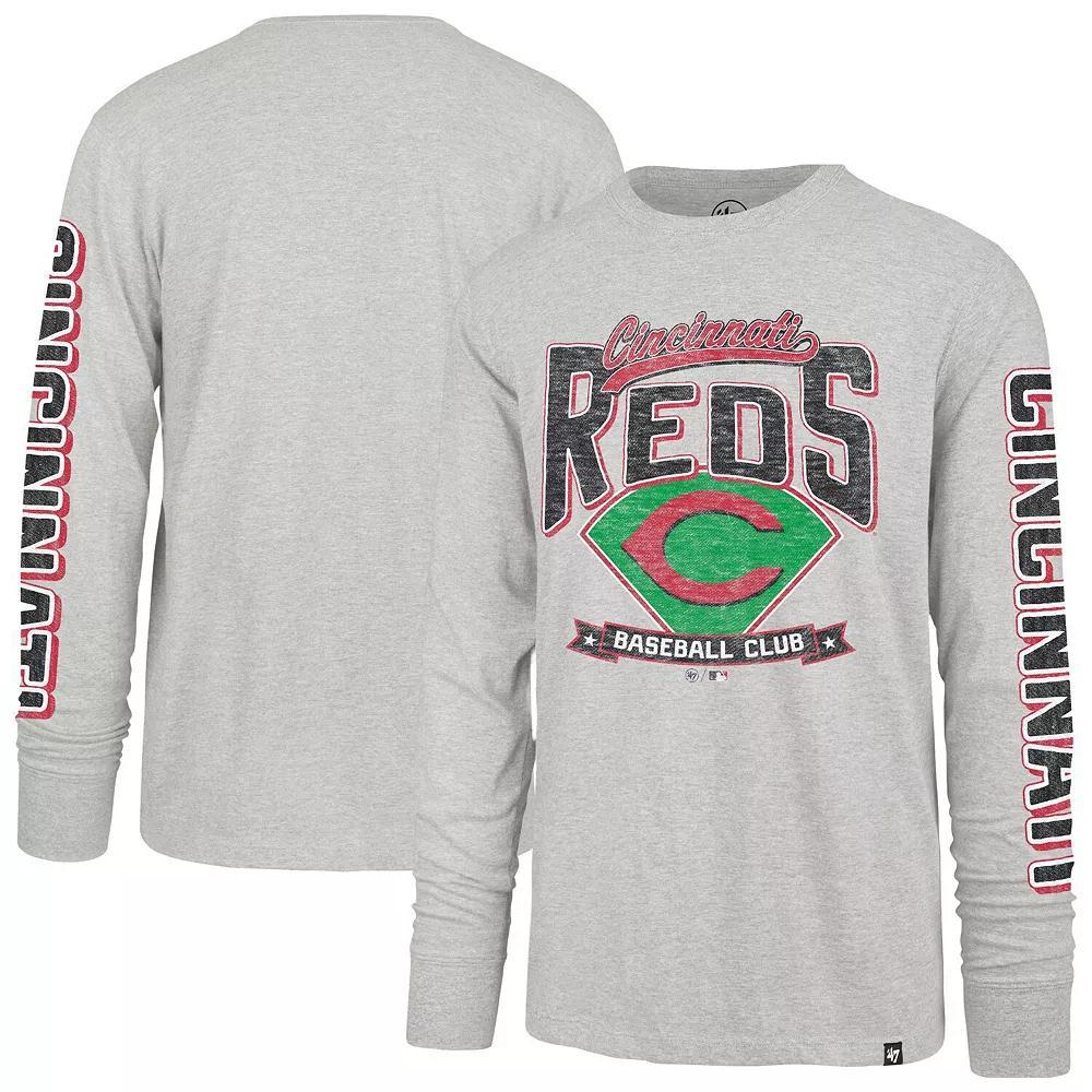 Men's '47 Gray Cincinnati Reds Fair Ball Franklin Long Sleeve T-Shirt,  Product Image