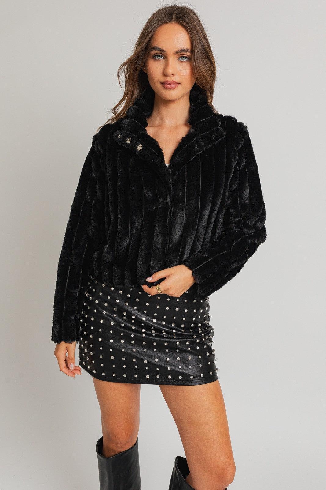Faux Fur Crop Jacket Product Image