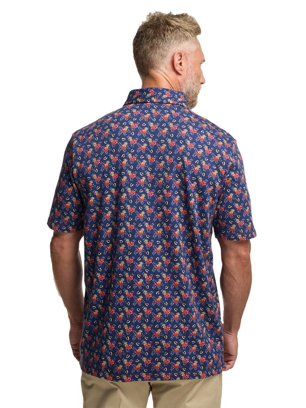 Cotton Full Button Front Polo - Navy Multi Product Image