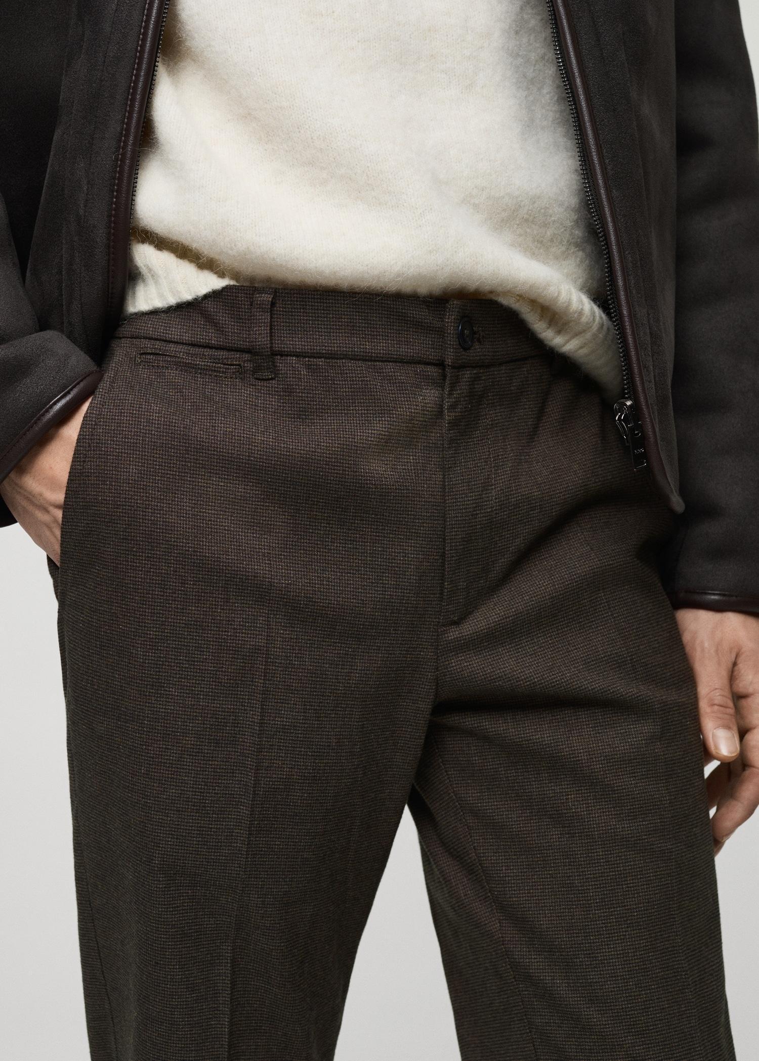 Micro-houndstooth flannel pants - Men | MANGO USA Product Image