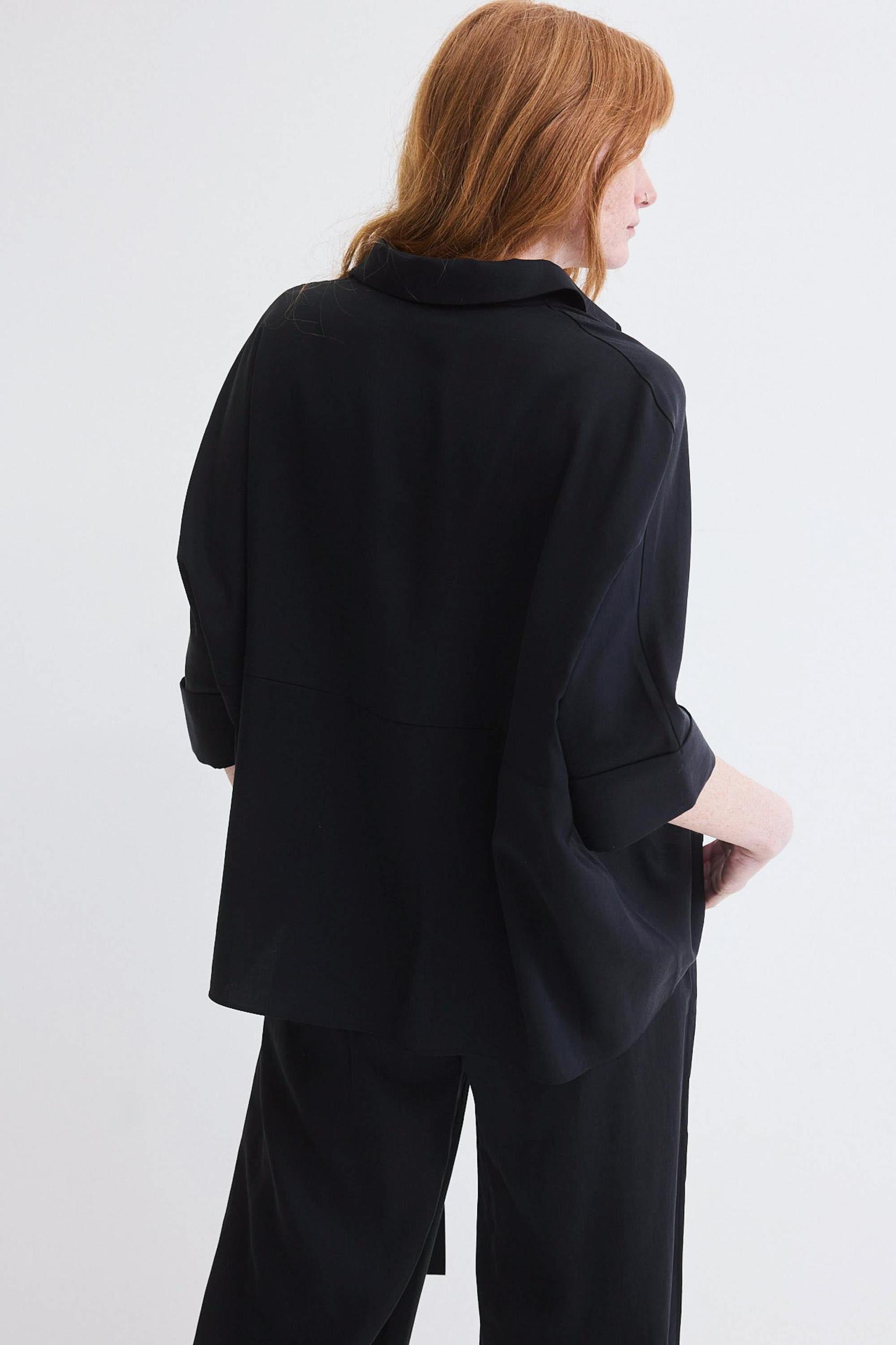 Oversized Linen Blend Pullover Blouse Product Image