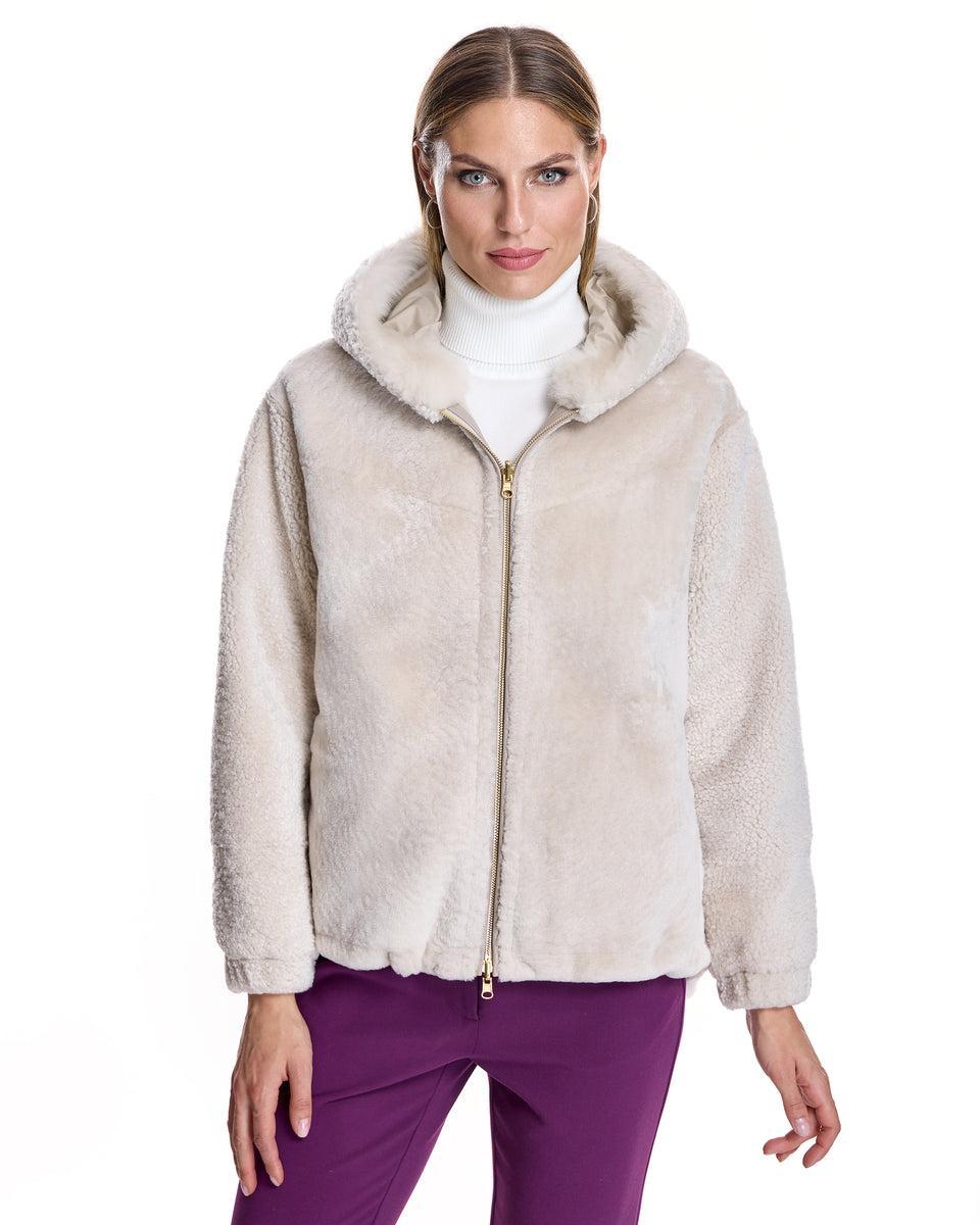 REVERSIBLE SHEARLING JACKET WITH HOOD Product Image