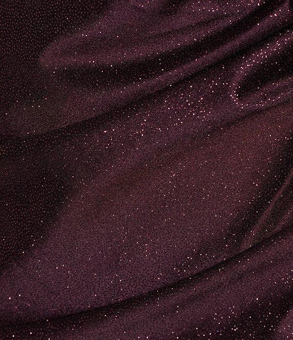 Honey and Rosie Glitter Knit Corset Bodice Front Slit Gown Product Image