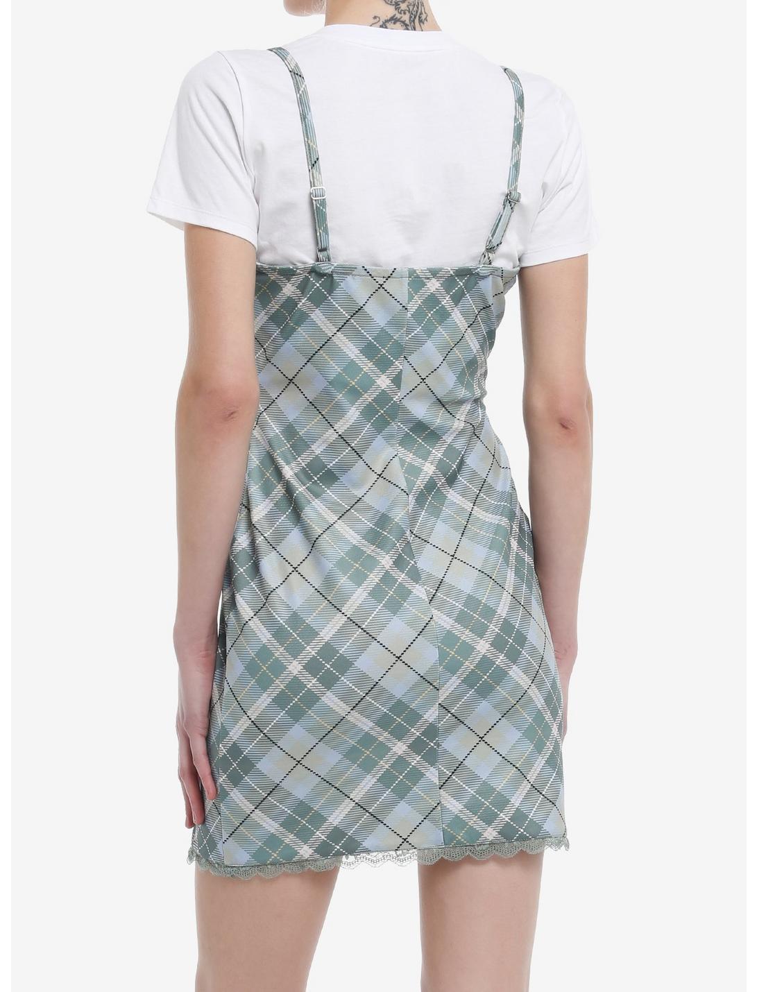 Teal Plaid Twofer Dress Product Image