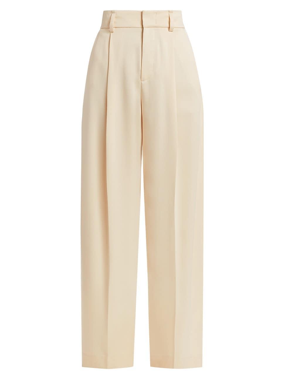 Silk Satin Pleated Wide-Leg Pants Product Image