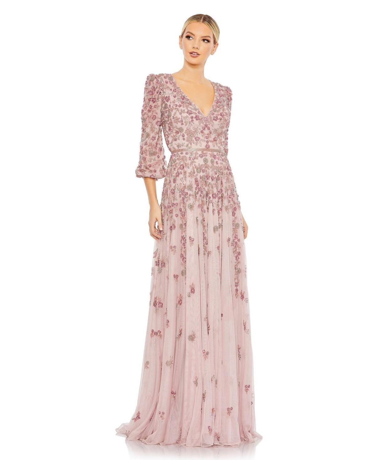 Womens Beaded Floor-Length Gown Product Image