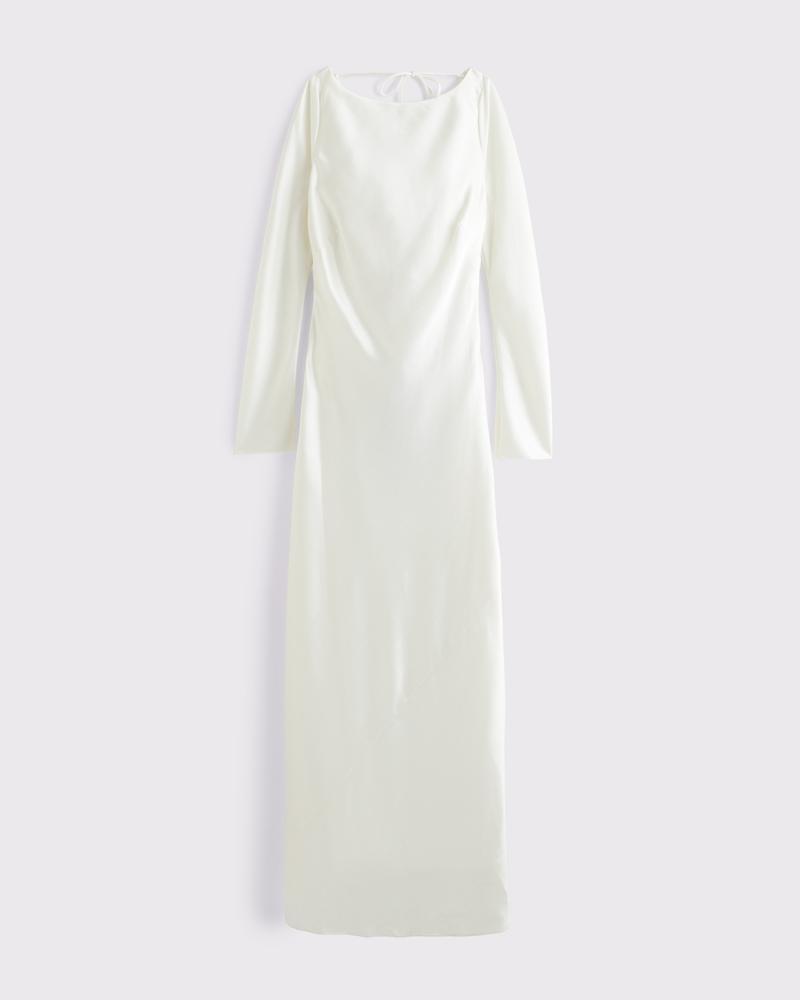 Long-Sleeve Cowl Back Maxi Dress Product Image