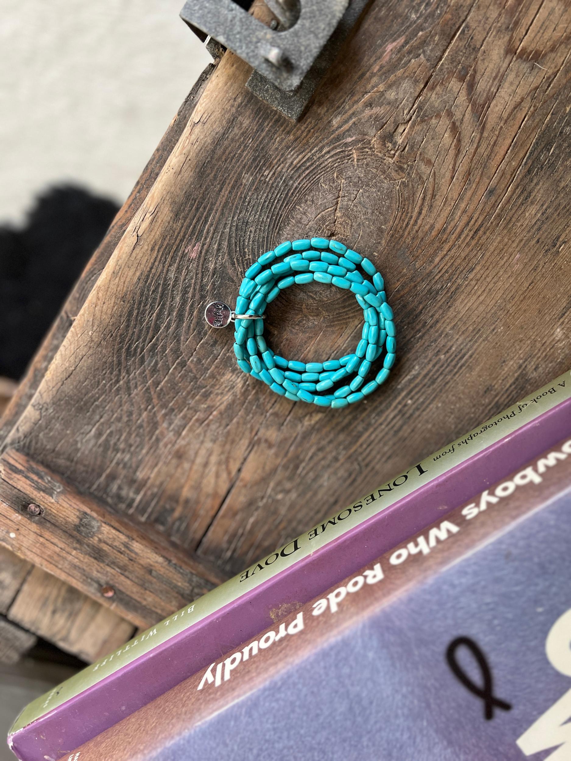 Five Strand Green Turquoise Dainty Beaded Bracelet Product Image